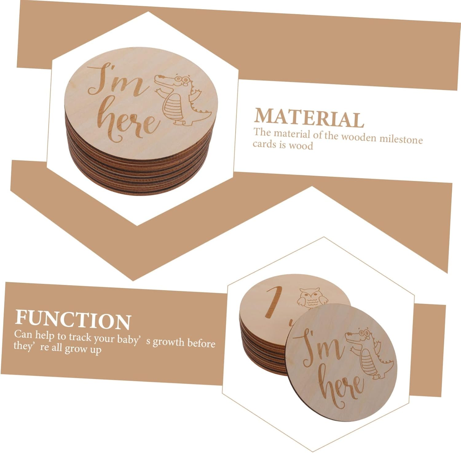 Monthly Milestone Wooden Cards Animal Design Newborn Growth Signs for Photo Sentimental Keepsake for Shower and First Year Memory image number 1