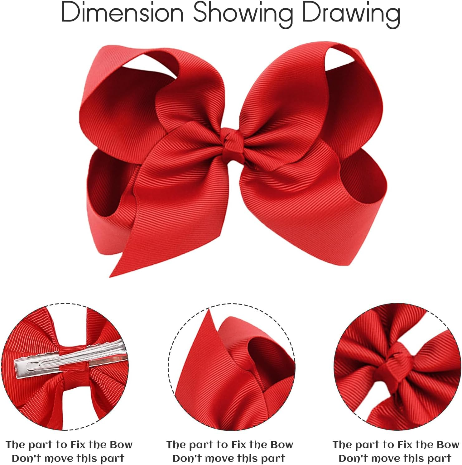 20PCS Big 6 Inch Hair Bows for Girls Grosgrain Ribbon Toddler Hair Accessories with Alligator Clips for Toddlers Baby Girls Kids Teens image number 6