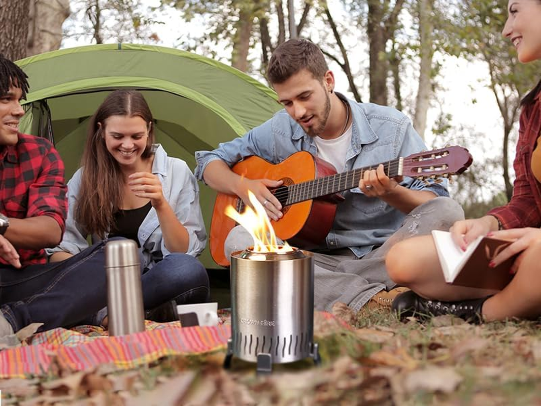 Outdoor Tabletop Pit, Smokeless Mini Table Top Stove for Patio Balcony Backyard, Includes Roasting Sticks, Travel Bag, Starters, Tongs, Lid | Fueled by Pellets or Wood (Stainless Steel) image number 4
