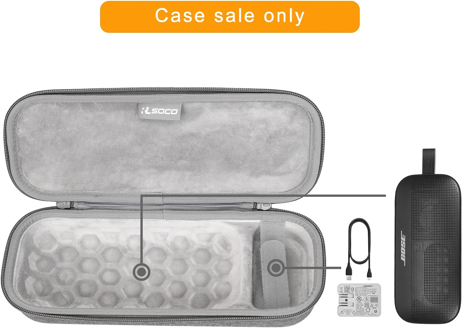 RLSOCO Carrying Case for Bose Soundlink Flex Portable Bluetooth Speaker (2Nd Gen) - Grey Case