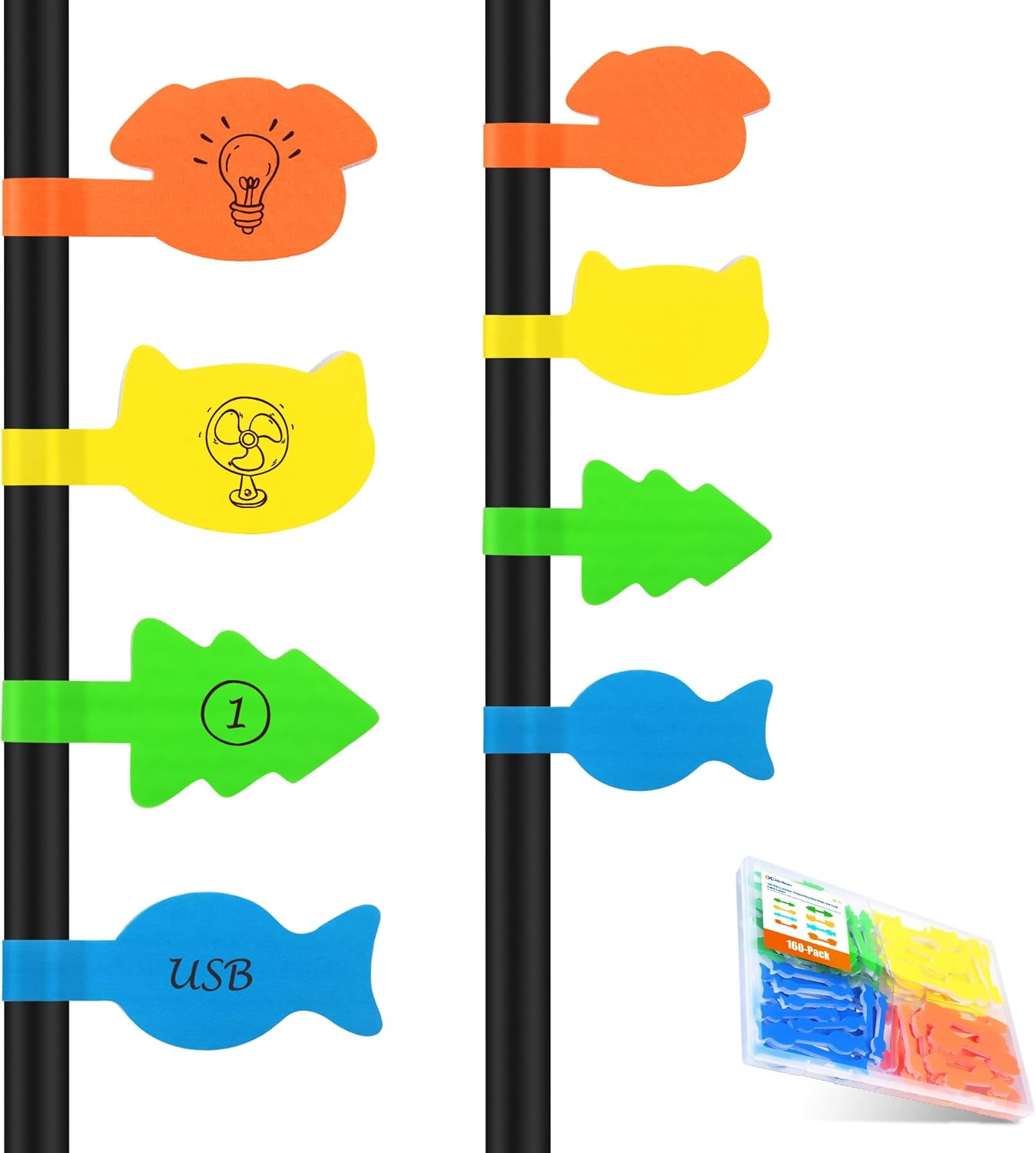 Cable Matters 160-Pack Animal-Shaped Reusable Cable Labels - Cord Labels for Electronics, Writeable and Dual-Sized Wire Tags for Cable Management image number 2