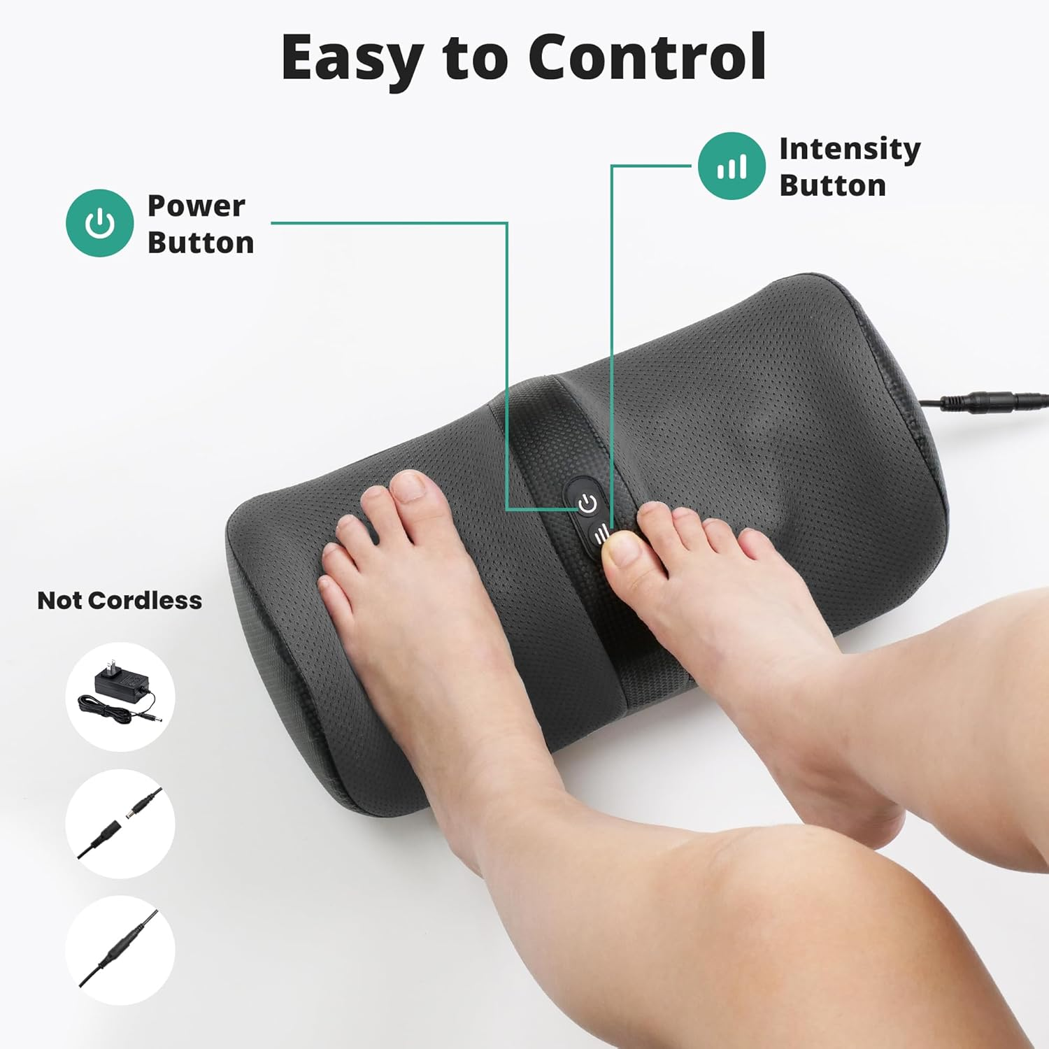 Medcursor Foot Massager with Heat, Feet Massager Machine with Massage Roller, Adjustable Intensity for Foot Massage, Lightweight and Relax for Home or Office Use (Not Cordless)