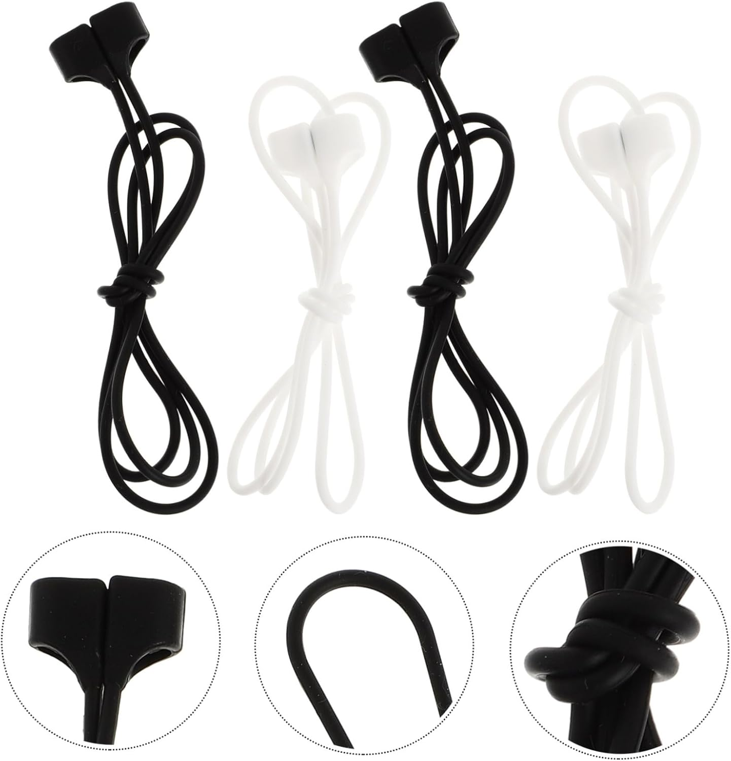 FUNNETOYU 4Pcs Magnetic Anti-Lost Earphone Rope Lanyard Set for Wireless Headphones, 70Cm Portable Hanging Clips, Open Style, Black and White Pearlescent Packaging, Suitable for Daily Use image number 4