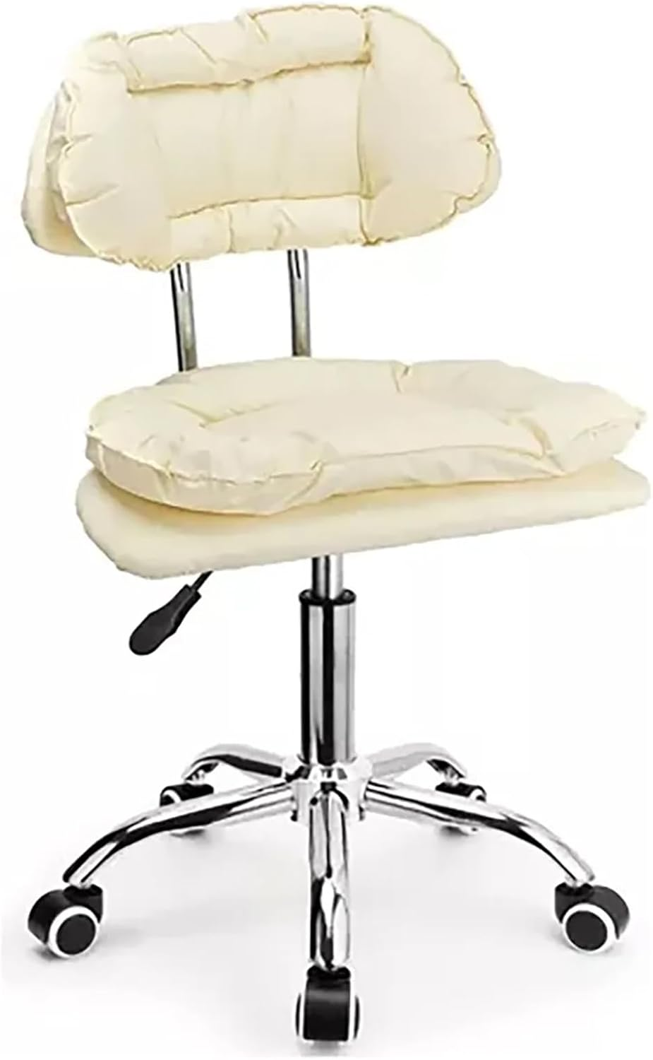 GO TILING Home Office Chair Adjustable Height Rolling Stool with Low Backrest &ndash; Swivel Office Chair with Thickened Cushion for Kids Adult Study Work for Home, Salon, Spa, Nail Shop, White