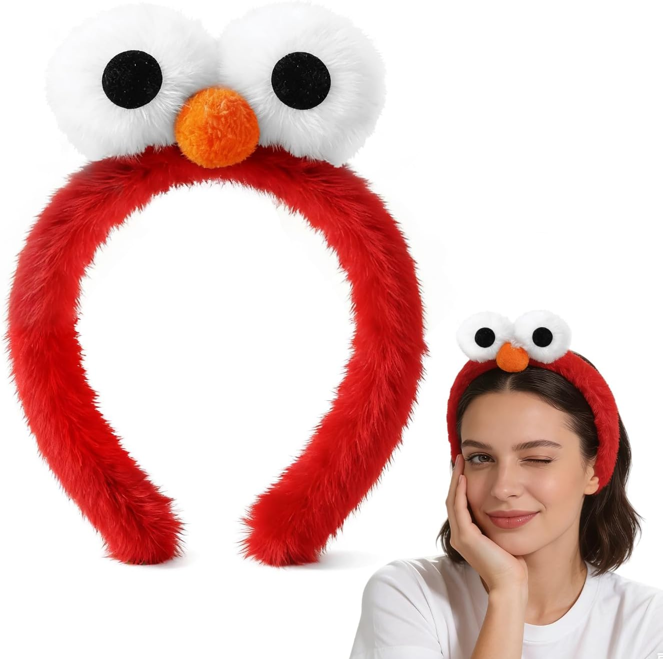 Meleager Women'S Carnival Headband, Monster Plush Headband, Red Funny Hair Accessories, Large Eyes Hair Accessories, for Carnival, Theme Party, Cosplay