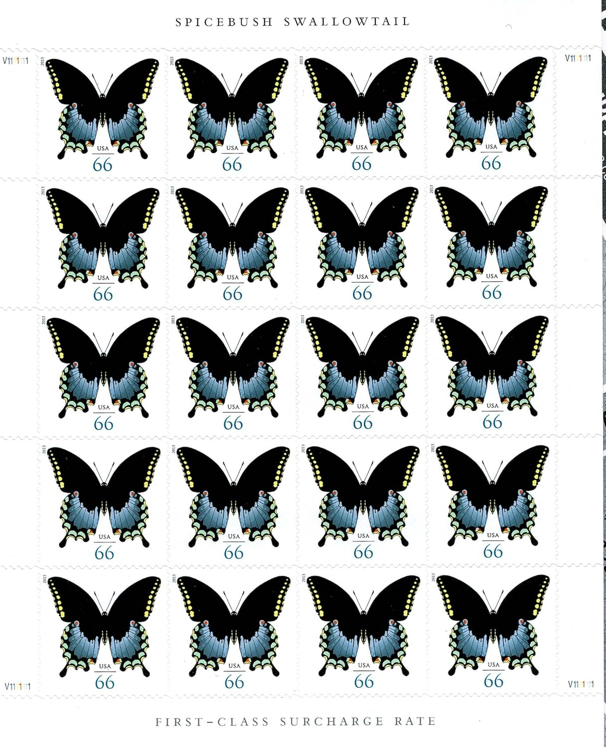 United States Postal Service Spicebush Swallowtail Butterfly Collectible Stamps Sheet of 20