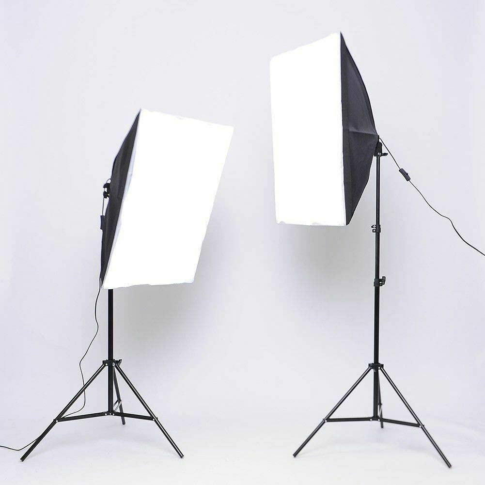 Softbox Lighting Kit, Professional Photography 2X 85W 3200K-5600K Dimmable LED Continuous Light Studio Equipment with 50X70Cm Soft Box Reflectors for Portrait Product Fashion Shooting. image number 1