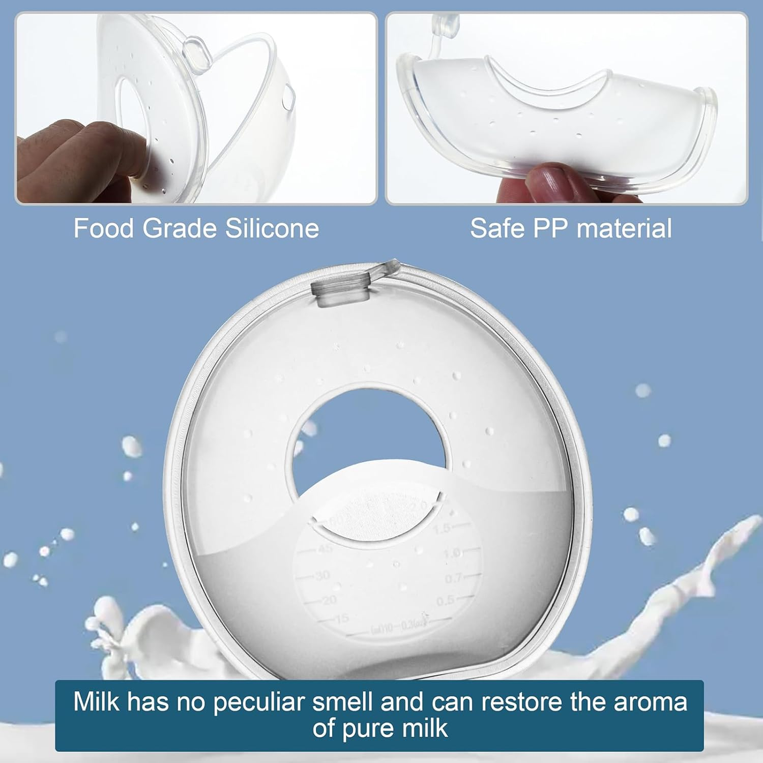 EP Leben Breast Milk Collector, Wearable Breastfeeding Breast Pumps, Breast Milk Shells Made from Bpa-Free and Food-Safe Silicone (2Oz/60Ml,2 Pcs)