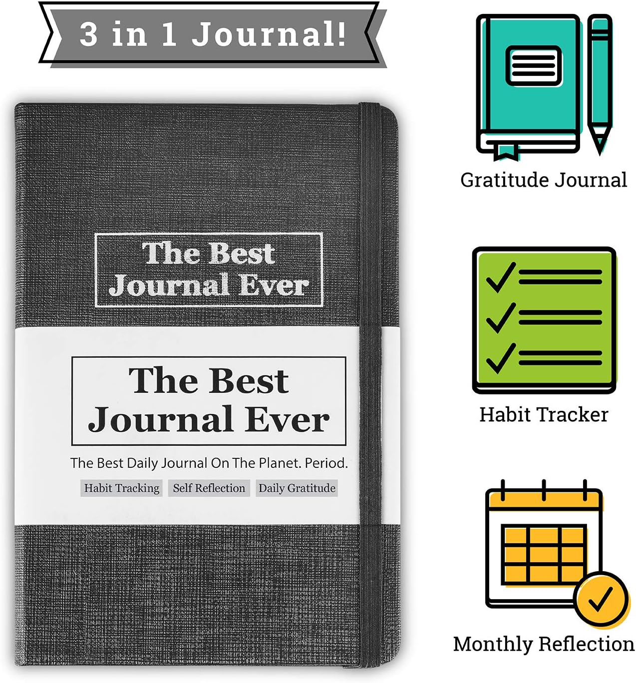 The Best Journal Ever - Writing Prompt Journal for Men & Best Self Journals to Write in for Women - Daily Notebook Diary & Gratitude Planner for Wellness & Mindfulness: Hardcover Notebooks for Habits image number 2