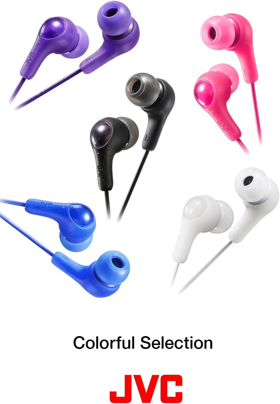 JVC Gumy in Ear Earbud Headphones, Powerful Sound, Comfortable and Secure Fit, Silicone Ear Pieces S/M/L - HAFX7W (White) image number 3