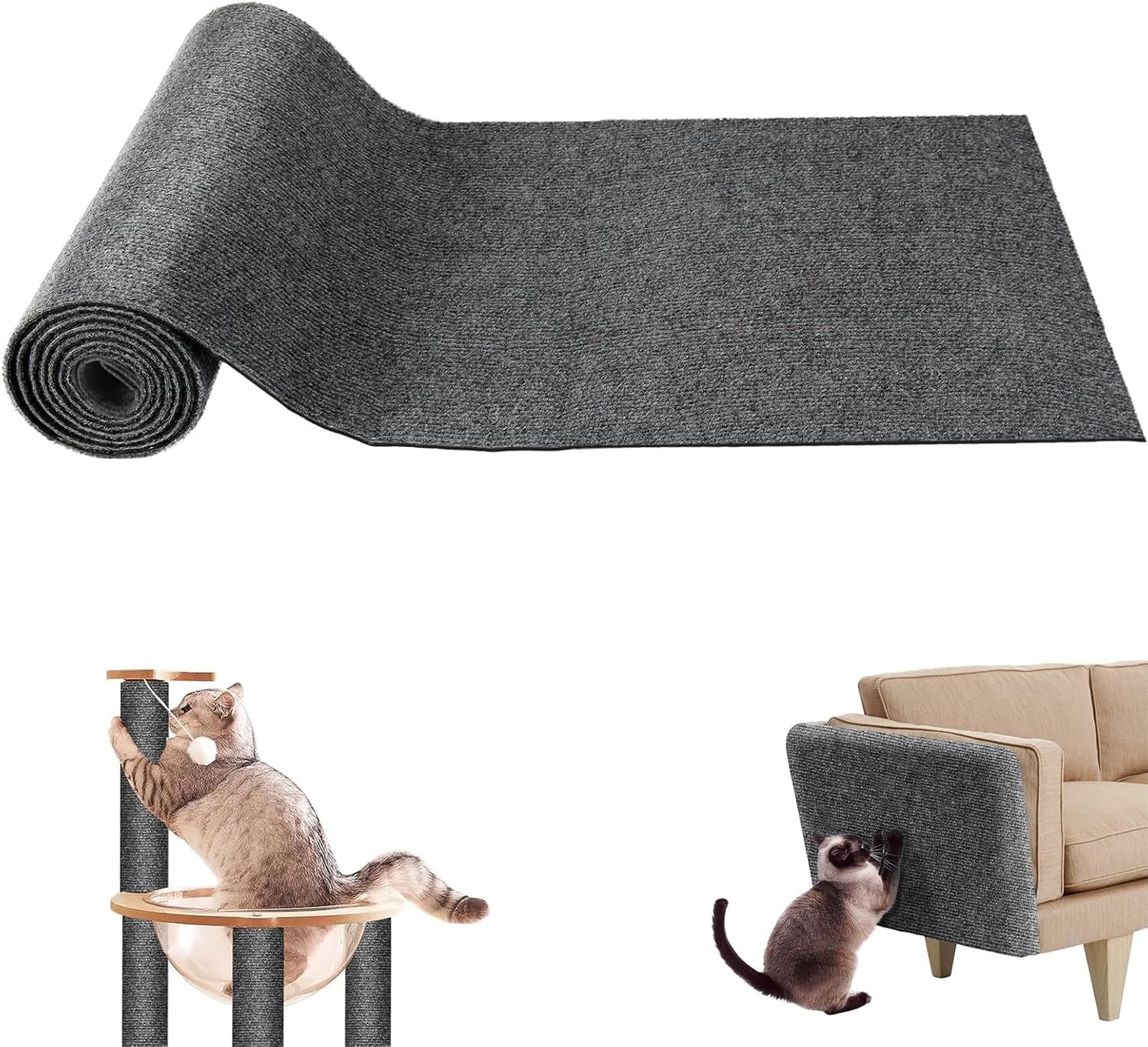 Self-Adhesive Cat Scratching Mat, 200 Cm X 60 Cm, Cut to Size, Cat Scratch Protection, for Sofa Furniture Doors, to Prevent Cat Scratches and Protect Carpets and Walls (Light Grey) image number 1