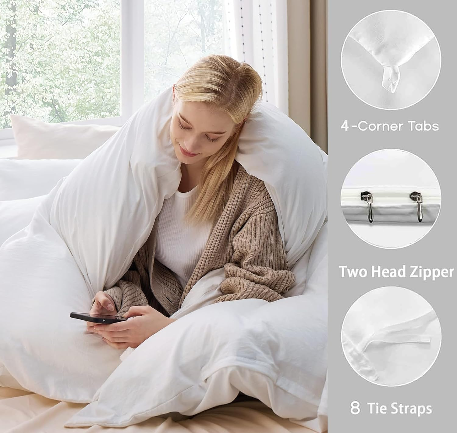 Duvet Protector Waterproof Breathable Comforter Cover Reusable Multi-Use Protective Incontinence Protector Duvet Cover with Double Zipper for Babies, Adults and Pets. image number 1