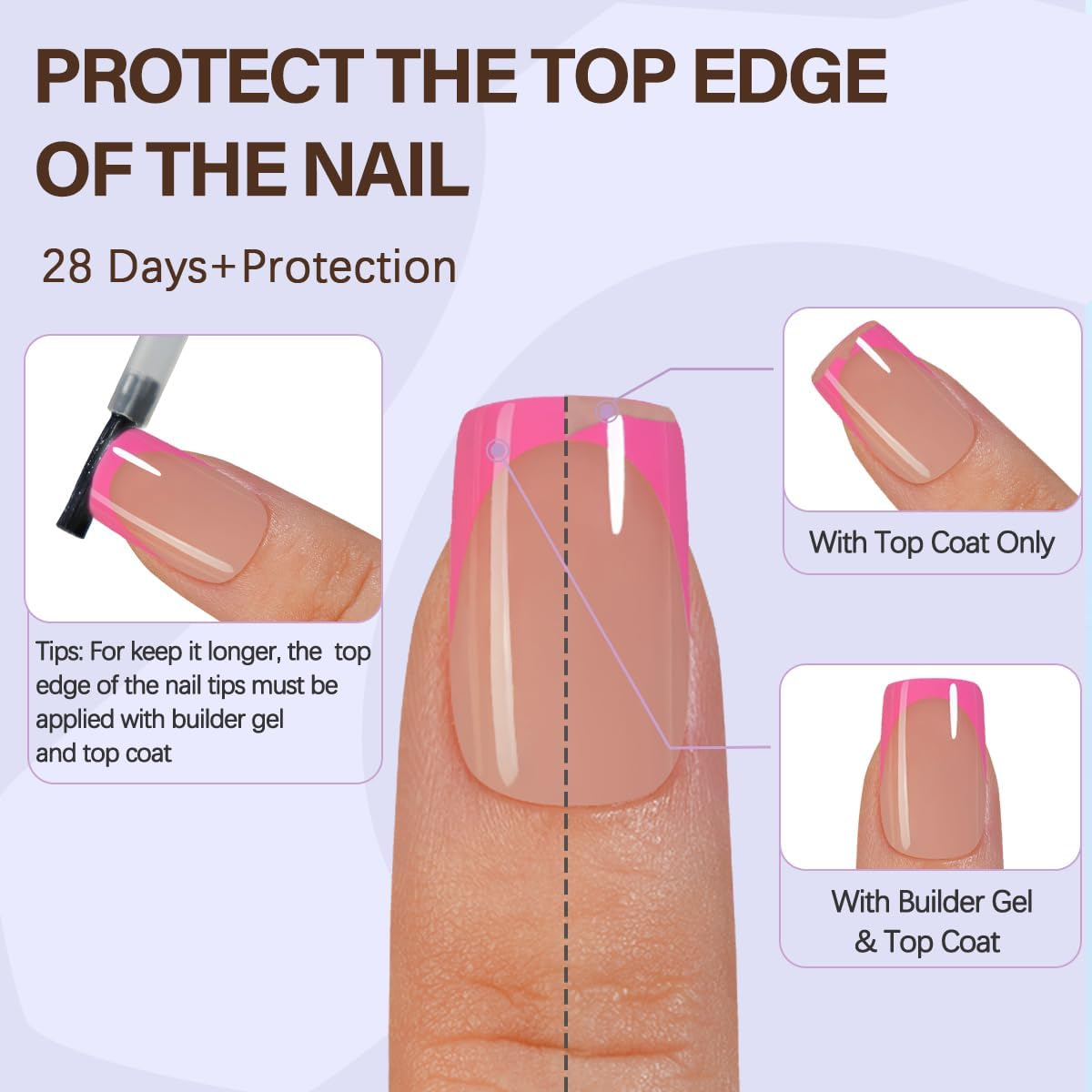 Misssix French False Nails Xbasictips, 150 Counts, Short Square Pink False Nails, French Soft Gel Tips, Pre-Shaped, No Filing Needed, 3 in 1 Tips, Posti Nails