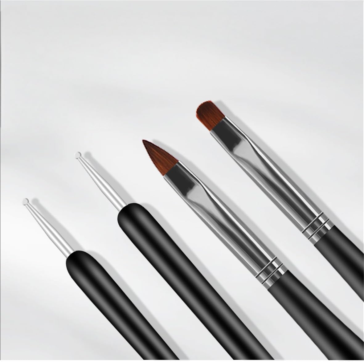 Nail Art Brushes, 6Pcs Nail Art Painting Tools with Nail Art Fine Liner Brush, Nail Design Painting Brushes Set, Builder Gel Brush, Nail Dotting Pen for Gel Polish Manicure Salon DIY, Black image number 4