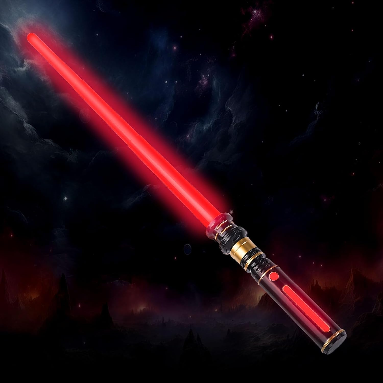 Light up LED Saber, Light Swords with FX Sound and Realistic Handle, Expandable Sabre for Halloween Dress up Parties Birthday Christmas Galaxy War Fighters (Red)