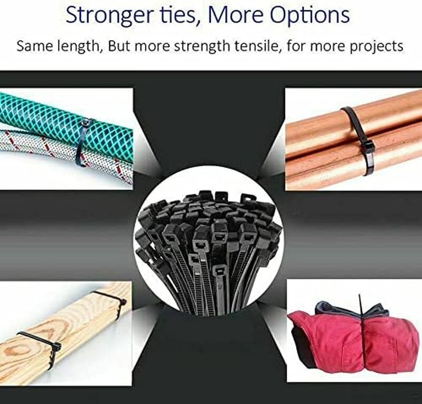 Costcom Cable Ties Zip Ties Nylon UV Stabilised 100/200X Bulk Black Cable Tie Bulk Black Zip Ties for Home, Office & Industrial Applications (5.00Mm X 300Mm, 200X) image number 1