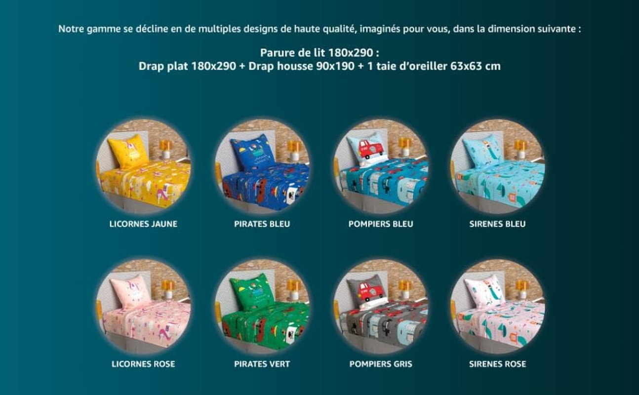 Soleil D'Ocre, Bedding Set 180 X 290 Cm Pirates Green 100% Cotton 57 Threads/Cm&sup2; image number 3