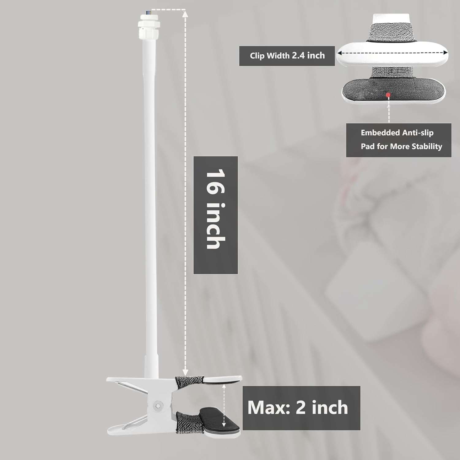 JAMYOK Baby Monitor Mount Holder Compatible with BOIFUN Baby 2S/5S/6T, Iegeek &lrm;Baby 1T, DEATTI BM101-M, 16 Inches Flexible Clip Clamp Mount without Tools or Wall Damage - Multi image number 5