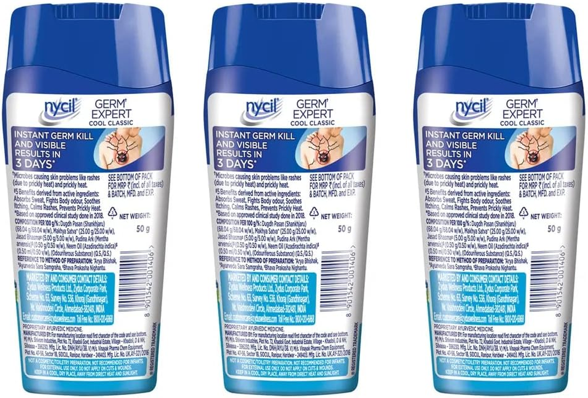 3 X Nycil Cool Classic Talcum Powder - 50G image number 1