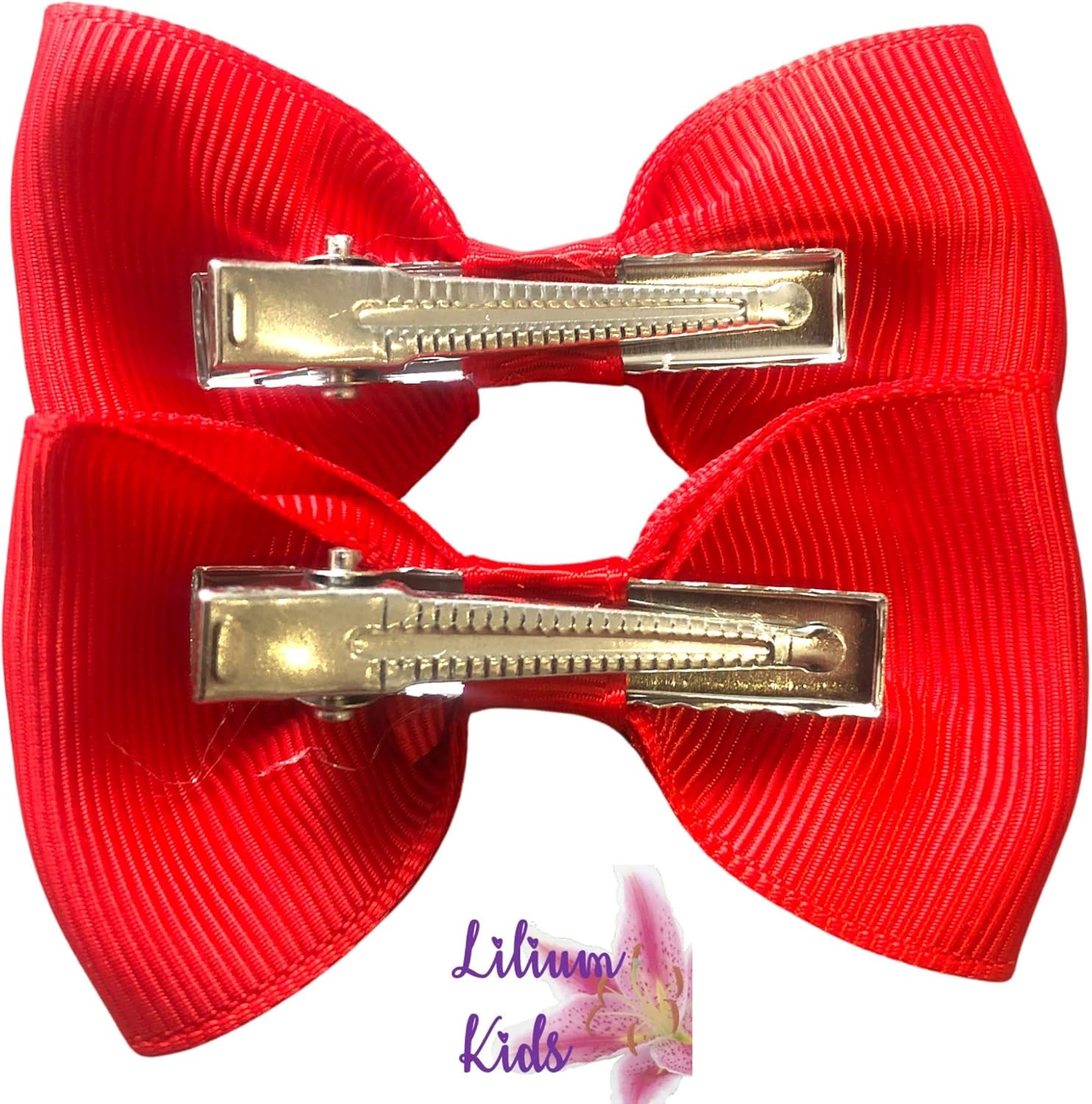 Purple Hair Bows Clips Slides Grips 2.7" Inch Soft Ribbon Small Straight School Hairbows for Girls 10Pcs