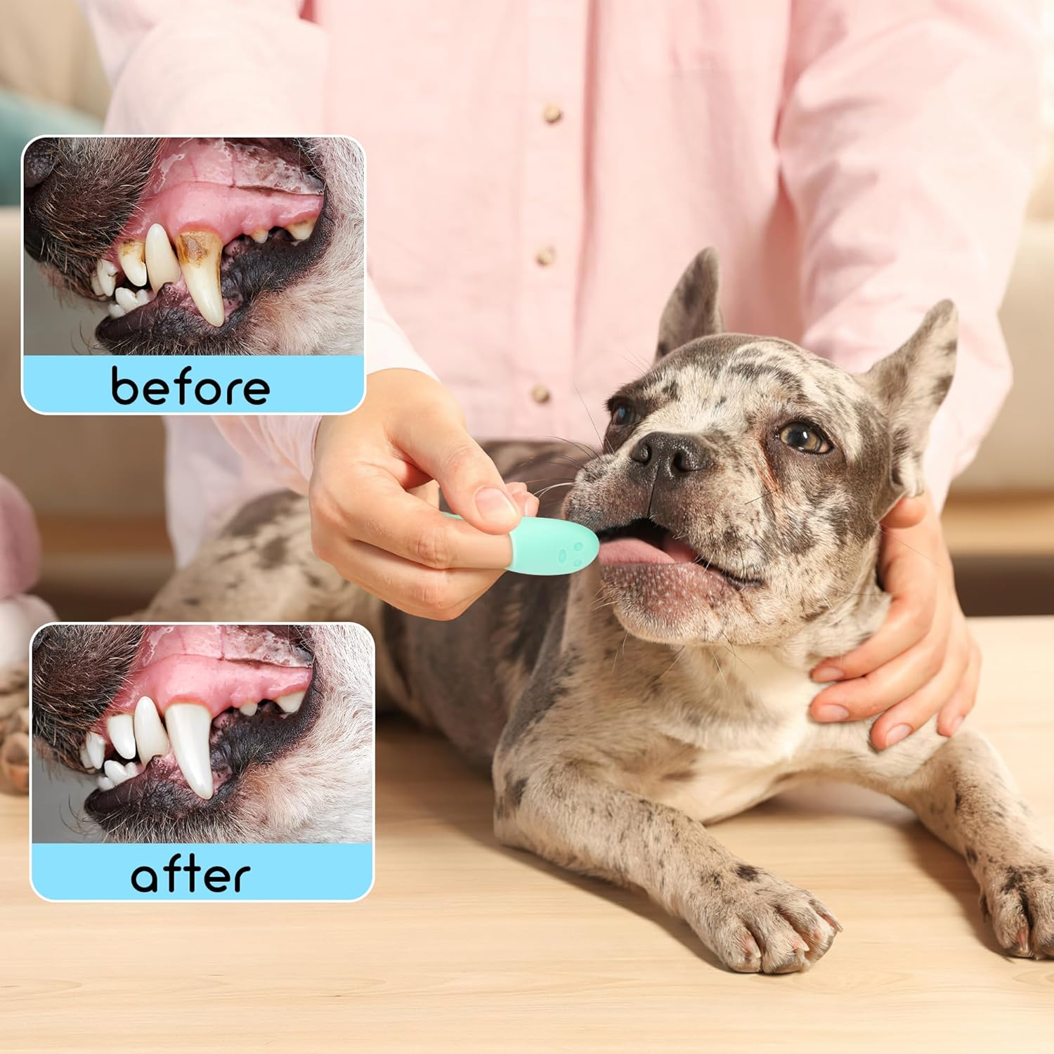 Silicone Toothbrush for Pets, Pack of 6, Dog Toothbrush, Reusable Pet Finger Toothbrush, Long Handle, Cat Dog Toothbrush for Small Dogs, Cats, Dental Care, 10 X 2.5 Cm