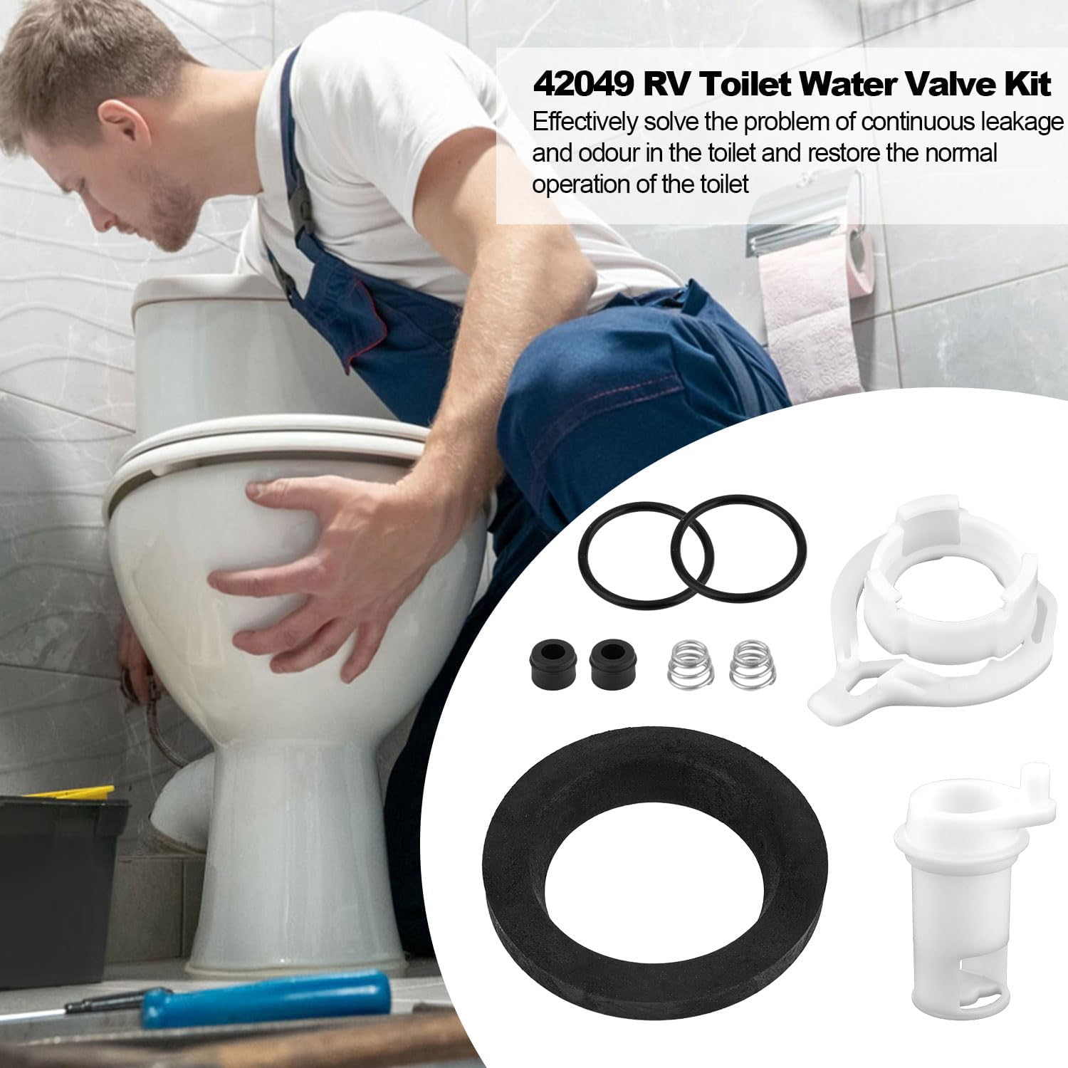 NQEUEPN 42049 Water Valve Replacement Kit for Thetford, RV Toilet Parts Compatible with Thetford Aqua Magic Style II Style plus Style Lite Toilet image number 1