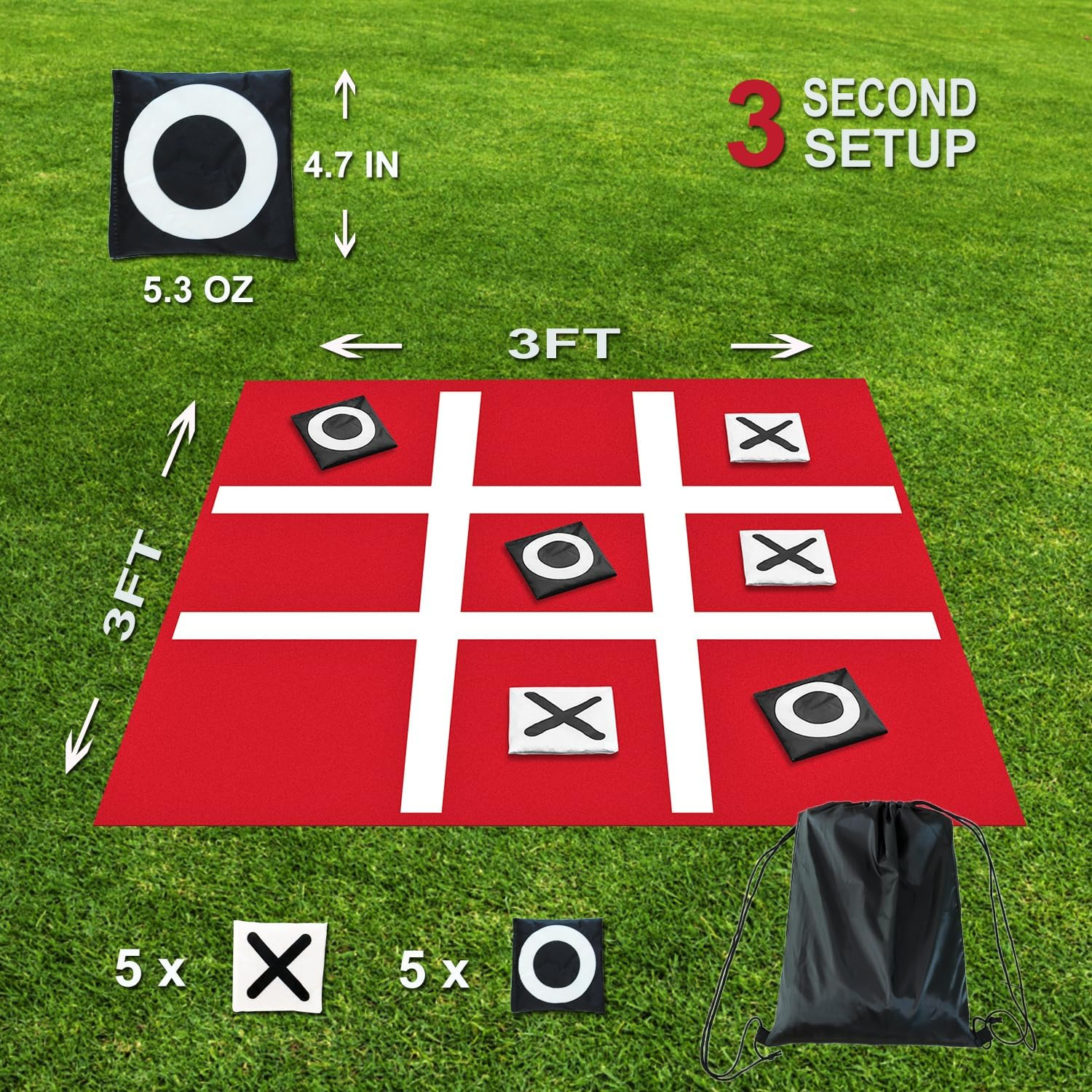 PJDRLLC Outdoor Toss Game for Kids & Family: Giant Bean Bag Toss - Large outside Lawn Games for Yard & Camping (3Ft) image number 2