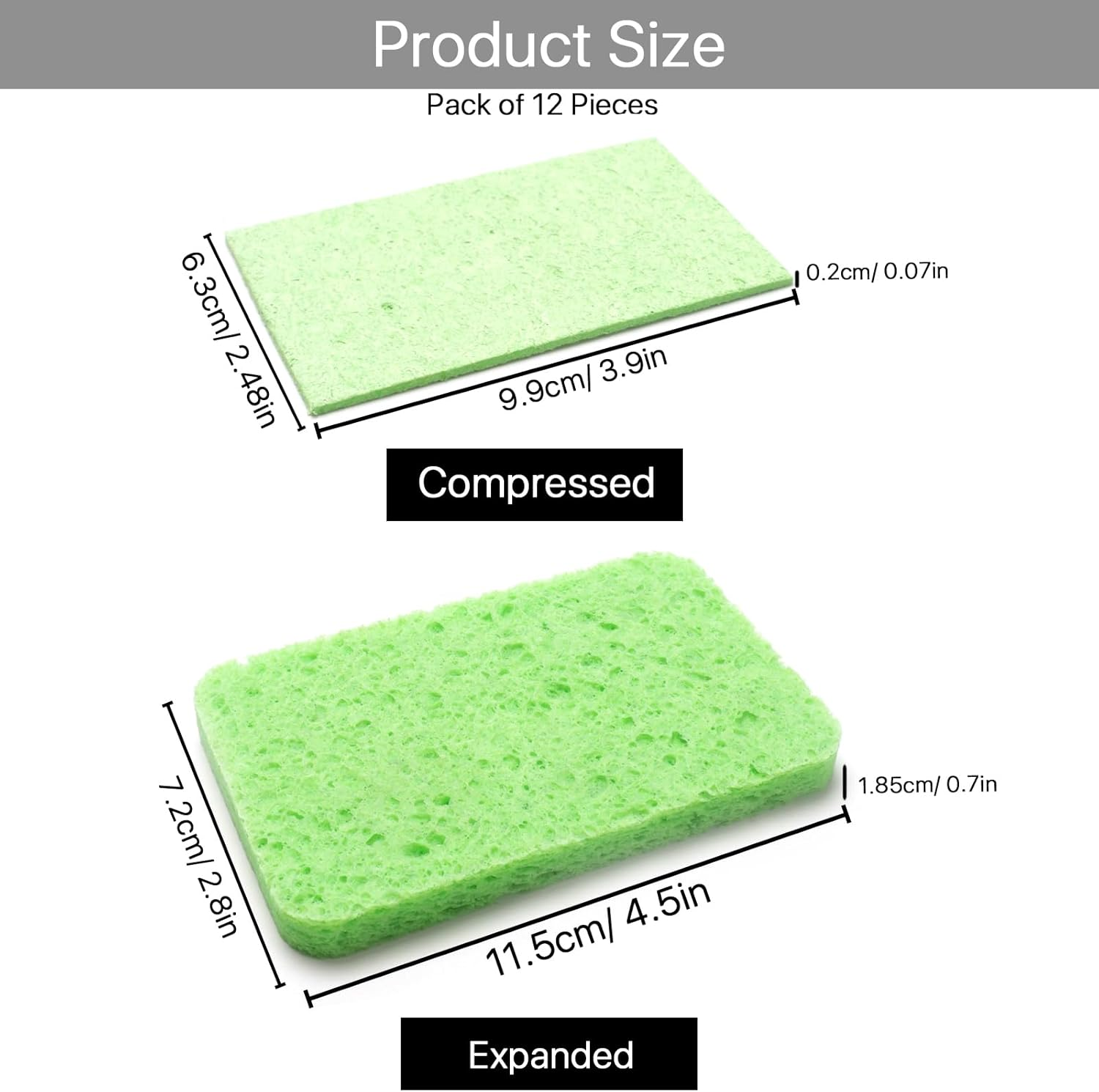 Wowled Biodegradable Kitchen Sponges Washing Up, 12 Pack Natural Compostable Cellulose Cleaning Sponges Colourful Sponge for Home Car Daily Use image number 6