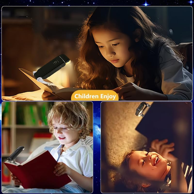 Reelau Book Light USB Rechargeable, Eye Protection Little Reading Light 3 Colours 4 Brightness, Sturdy Clip, Swivel Head for Angle, Long-Lasting Battery, Compact Size, Lightweight Portable Book Light image number 6