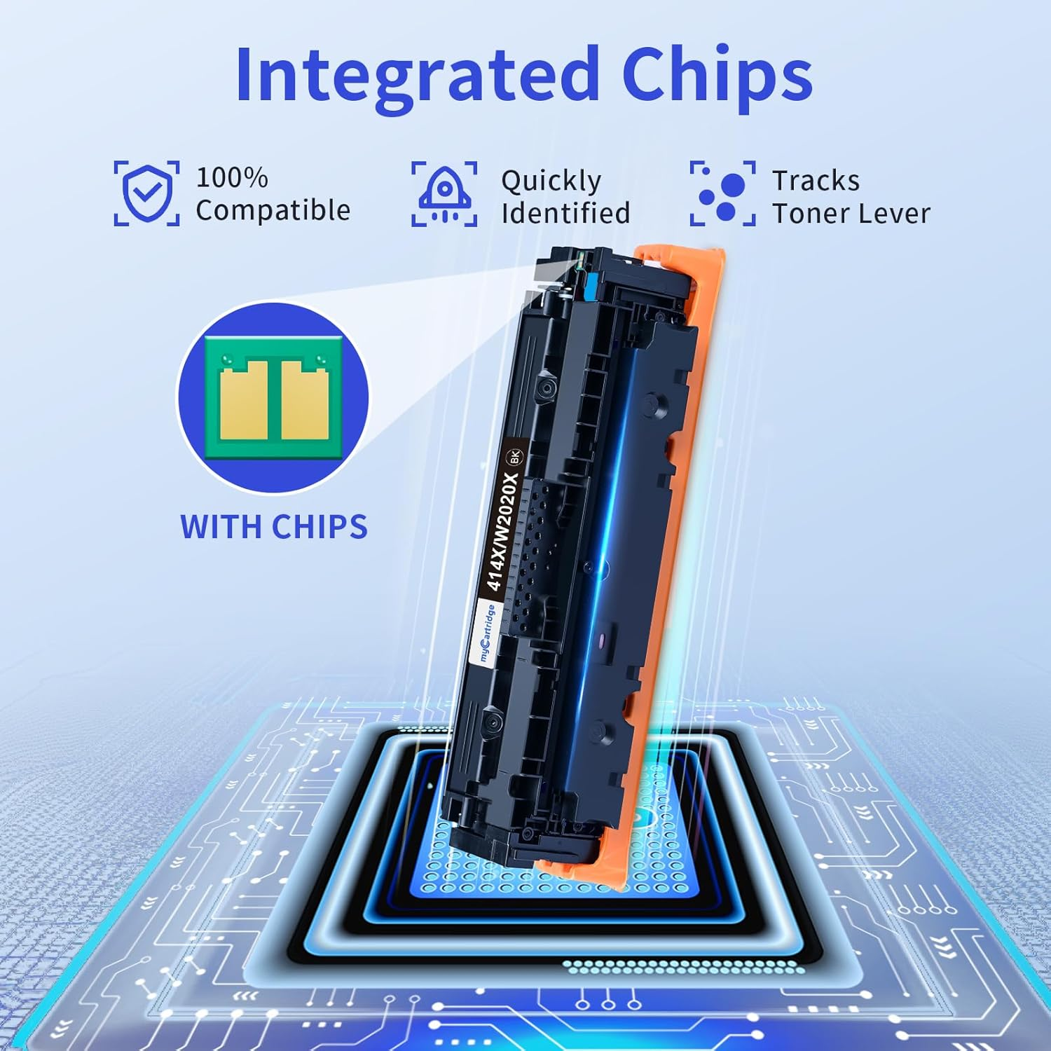 414X Toner Cartridges High Yield (With Chip) Compatible Replacement for HP 414X 414A for Color Laserjet Pro MFP M479Fdw M479Fdn M479Dw Pro M454Dw M454Dn M479 M454 Printer Ink W2020X W2020A (1 Pack) image number 1