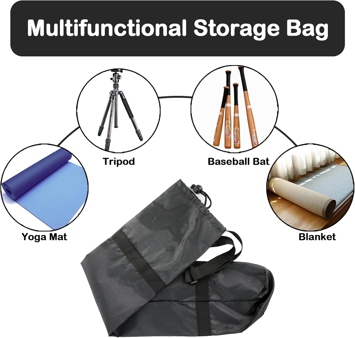 KASESSS 2 Pcs Yoga Mat Bag, Large Yoga Mat Bags and Carriers, Oxford Cloth Tripod Bag with Adjustable Carry Strap, Exercise Mat Storage Drawstring Bags for Tent Pole, Mic Stand, Light Stands, 23X130Cm image number 1