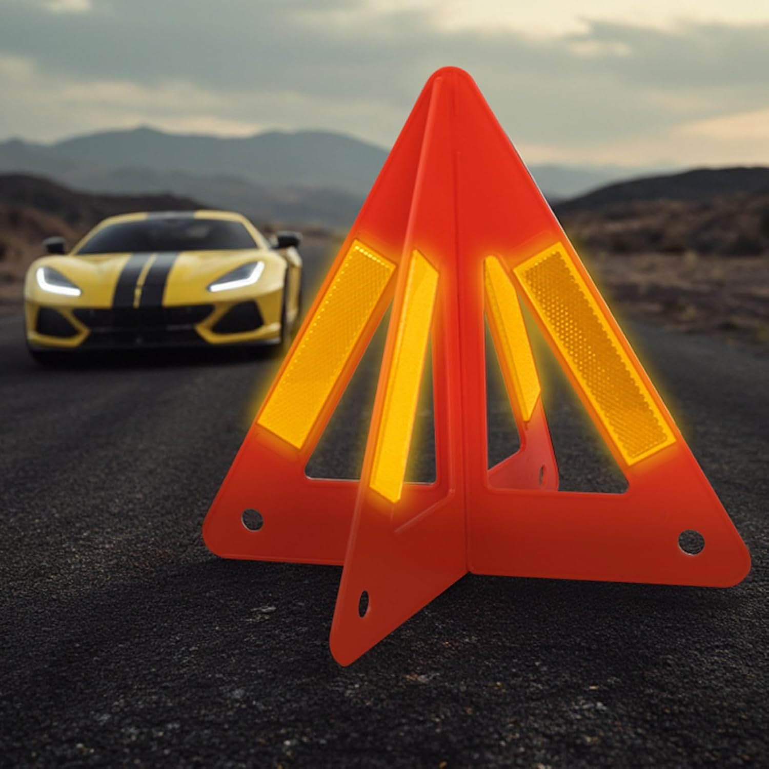 Foldable Warning Triangle - Triangle Reflectors for Highway Safety, Long-Distance Warning Triangles for Cars | Foldable Warrning Reflective Trianglle | Roadside Safety