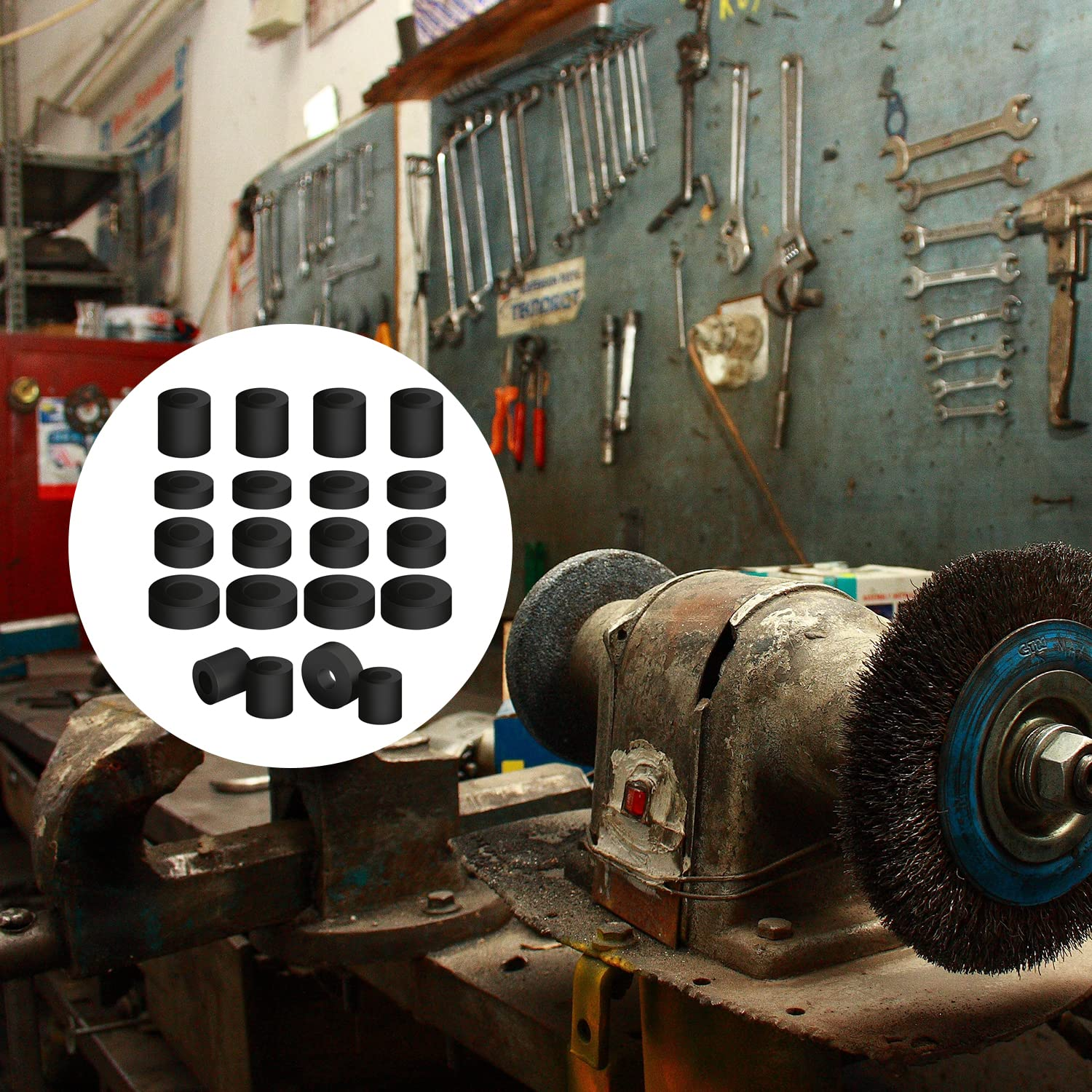 AIEX 20 Pieces round Rubber Grommet, 4 Sizes Rubber Flat Washers Assortment Multifunction Black Flat Rubber Rings Assortment for Home Car Accessories image number 5