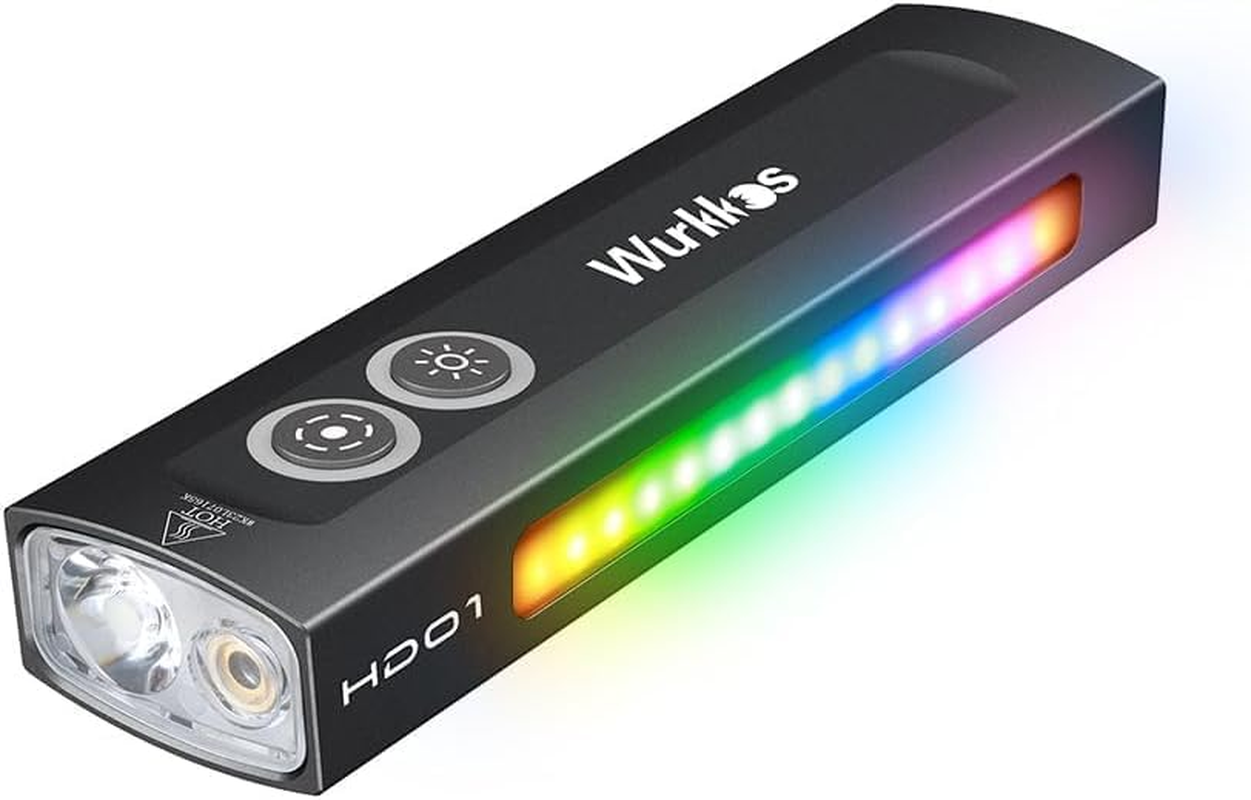 Wurkkos HD01 Flat EDC Flashlight with RGB Light and Green Beam,1200 Lumens Rechargeable EDC Flashlight,Triple Light Sources Pocket Lights,Magnetic Flashlight for Outdoors,Work,Emergency - Hd01 - Black image number 2