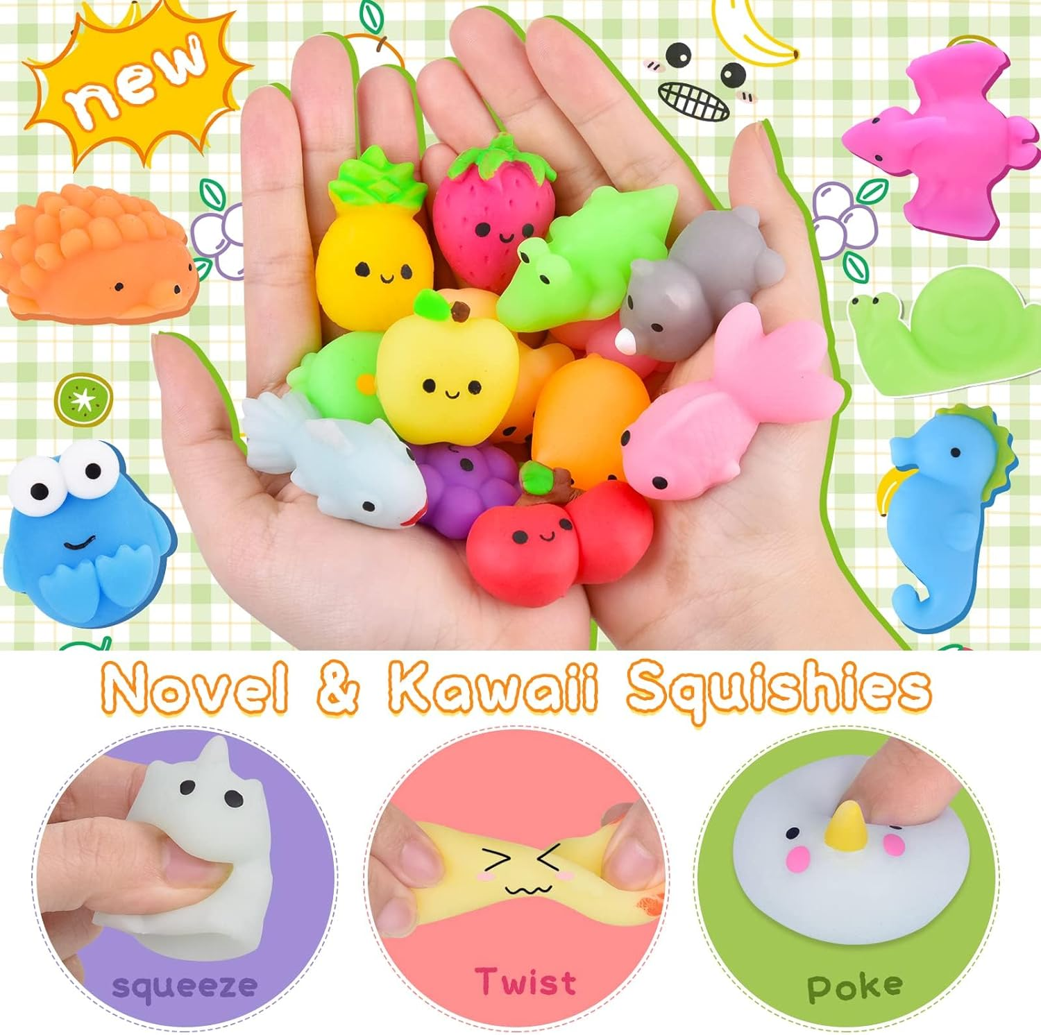 100 Pcs Mini Animal Squishies Toys Stress Relief Toys, Stress Reliever Anxiety Toys for Kids Adults for Halloween Christmas Easter Party Favors, Classroom Prizes, Birthday Gifts, Party Bag Fillers image number 4