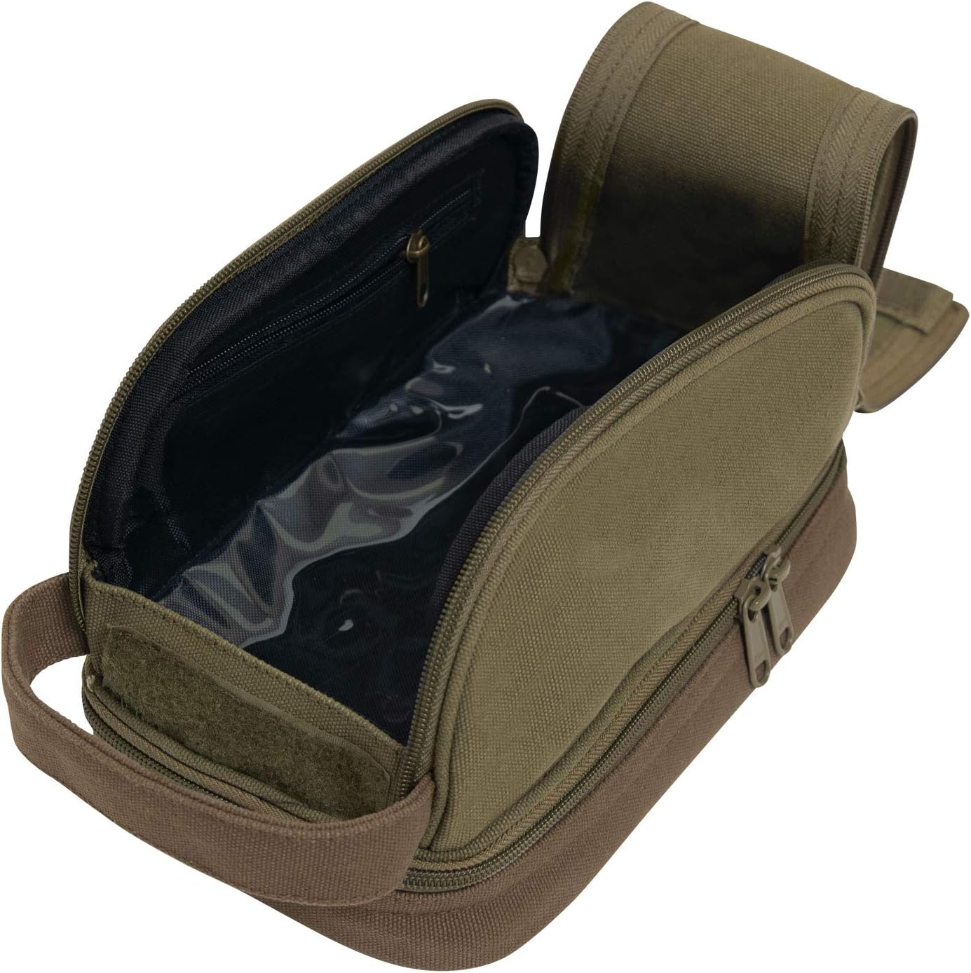 Rothco Deluxe Canvas Travel Kit &ndash; Vintage Dopp Toiletry Shower Organizer Shaving Bag, Olive Drab, Classic image number 3