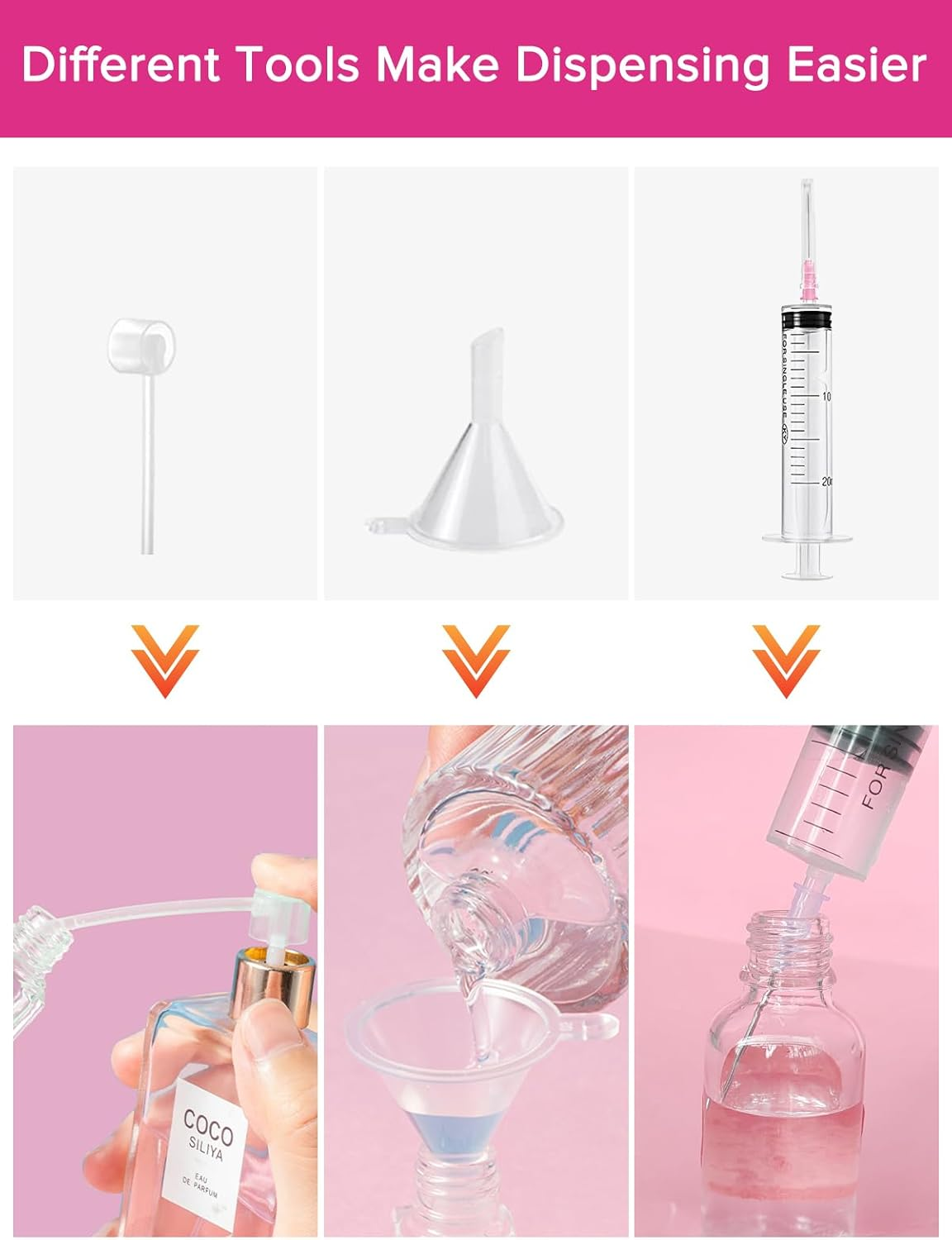 Bohoray Pack of 6 30 Ml Spray Bottle, Small Glass, Glass Spray Bottle, Atomiser Spray Bottle, Pump Atomiser with Funnel/Syringe/Label, Portable Transparent Atomiser Perfume for Cosmetics, Liquid image number 1