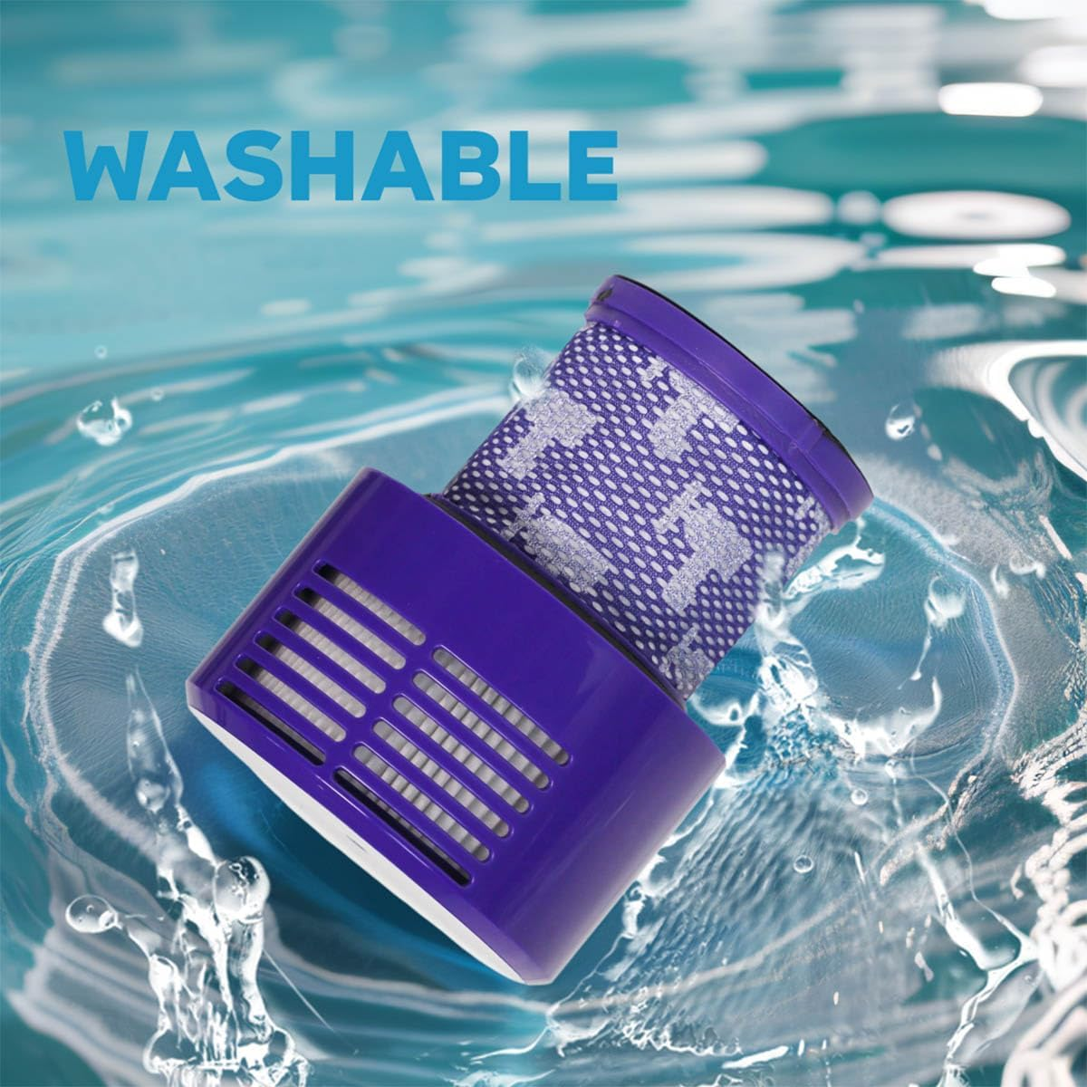 2 Pack V10 Filter Replacement, Compatible with Dyson V10 Cordless Vacuum Cleaner, V10 Cyclone Series, V10 Animal, V10 Absolute, V10 Total Clean, SV12, Washable & Reusable, Part No. 969082-01 image number 1