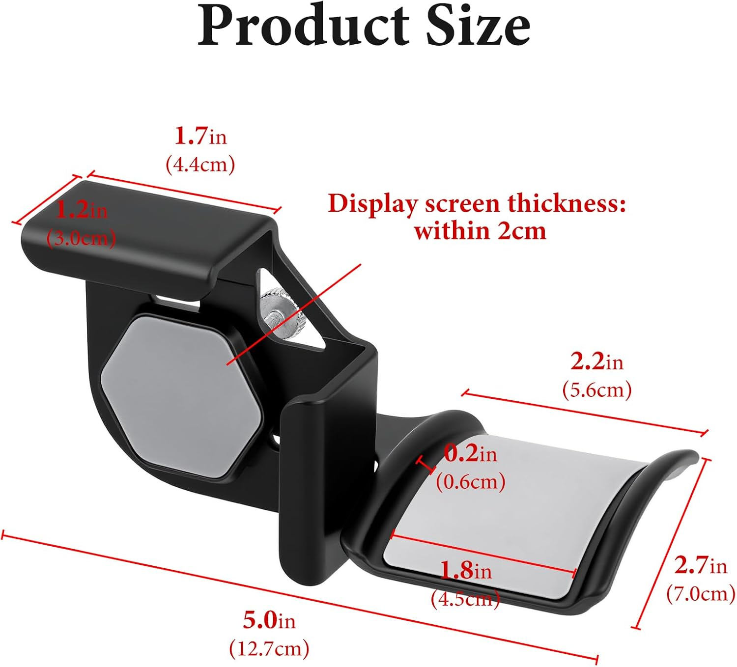 Geekria Clamp-On Headphone Holder for Monitor, Screen-Mount Gaming Headset Hanger Hook, Compatible with Sennheiser, Bose, Beats, Razer, Hyperx, Sony Headphones (Black) image number 3