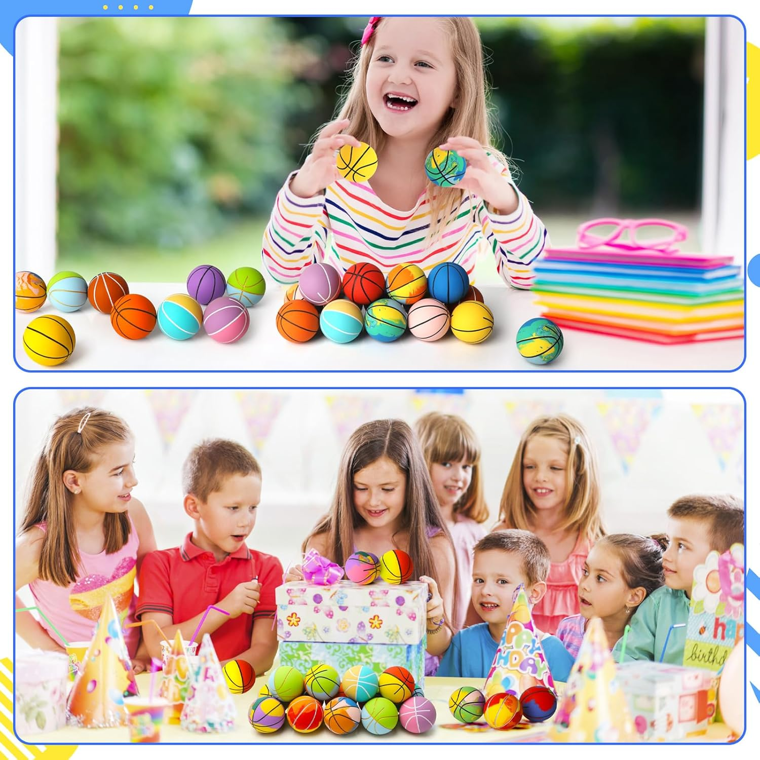 ZCOINS 20 Pcs Rubber Bouncy Balls Handballs Bulk for Kids, 6CM Mini Basketball Bouncy Hand Balls for Kids Party Favors, Party Bag Fillers, Outdoor Playground Game Activities, Children Gifts image number 5