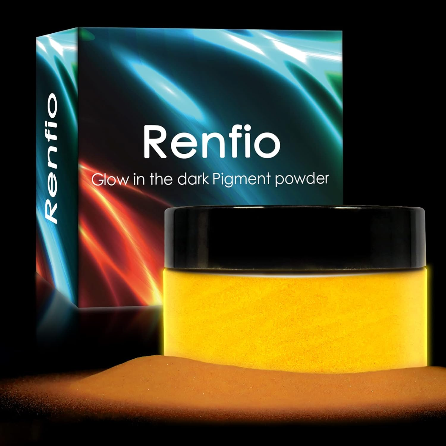 Renfio 3.5Oz/100G Glow in the Dark Pigment Powder, Luminous Powder Resin Color Pigment, Fluorescent Pigment Dye for Epoxy Resin, Slime, Acrylic Paint, Nail, Fine Art - White to Mint
