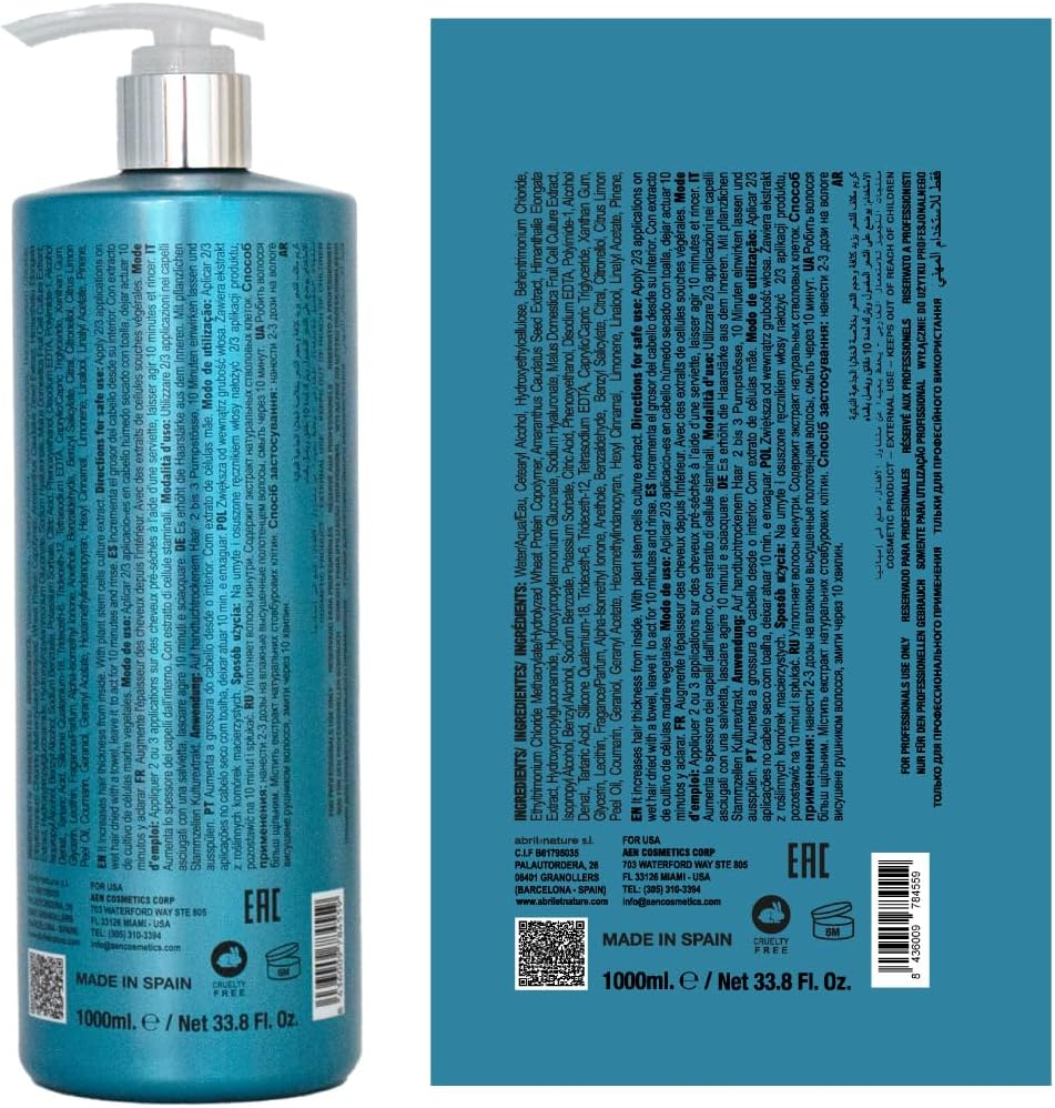 Abril Et Nature Age Reset, Professional Hairdressing Salon Hair Mask for Fine Hair, 100% Vegan, Thickens Hair Fibre and Volume Effect, 200 Ml image number 2