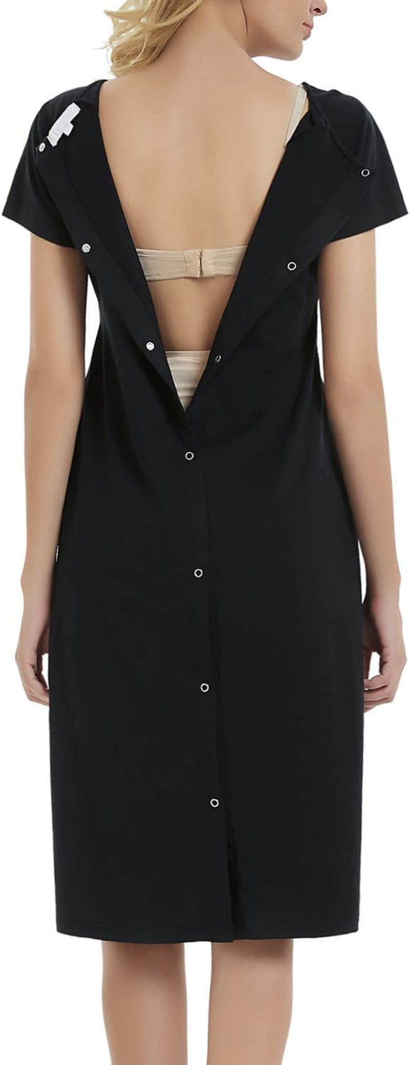 GINKANA Maternity Labor Delivery Hospital Gown Breastfeeding Nursing Nightgown Nursing Nightdress image number 2