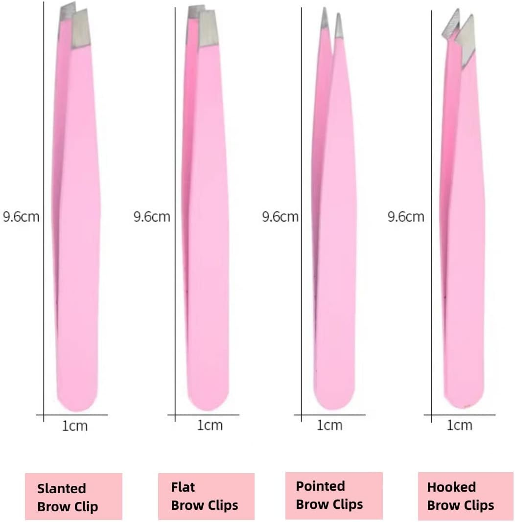 Set of 4 Eyebrow Tweezers, Flat, Slanted, Pointed and Hooked 4 Tweezers for Eyebrow Trimming, Professional Stainless Steel Tweezers for Eyebrow Trimming, Blackhead Trimming, Beard Trimming and More image number 4