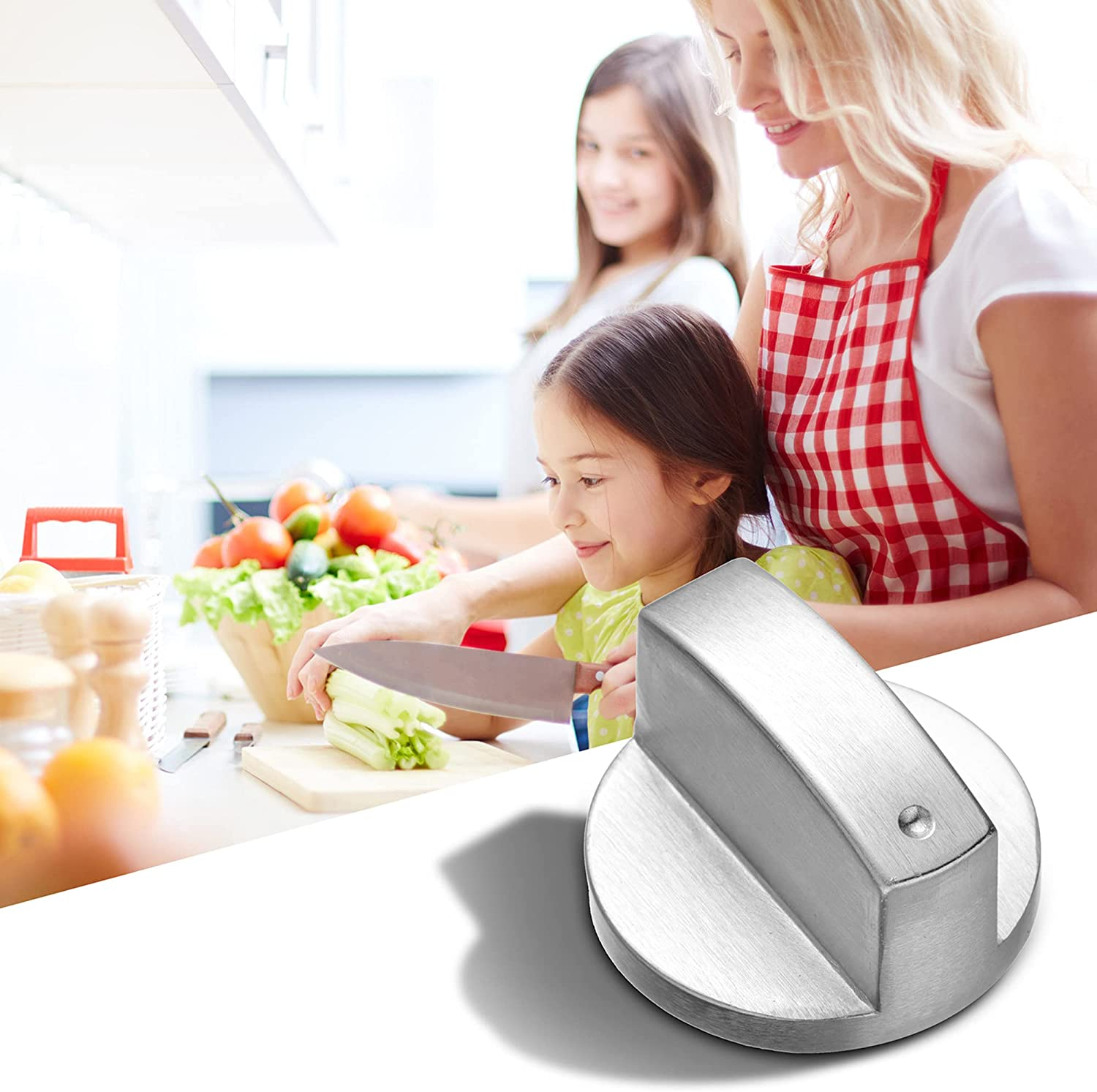 4 Pack 6Mm D-Shaped Stove Control Knobs 4 Cm Stainless Steel Replacement Compatible with 6Mm D-Shaped Stove Oven,Stove,Range image number 2