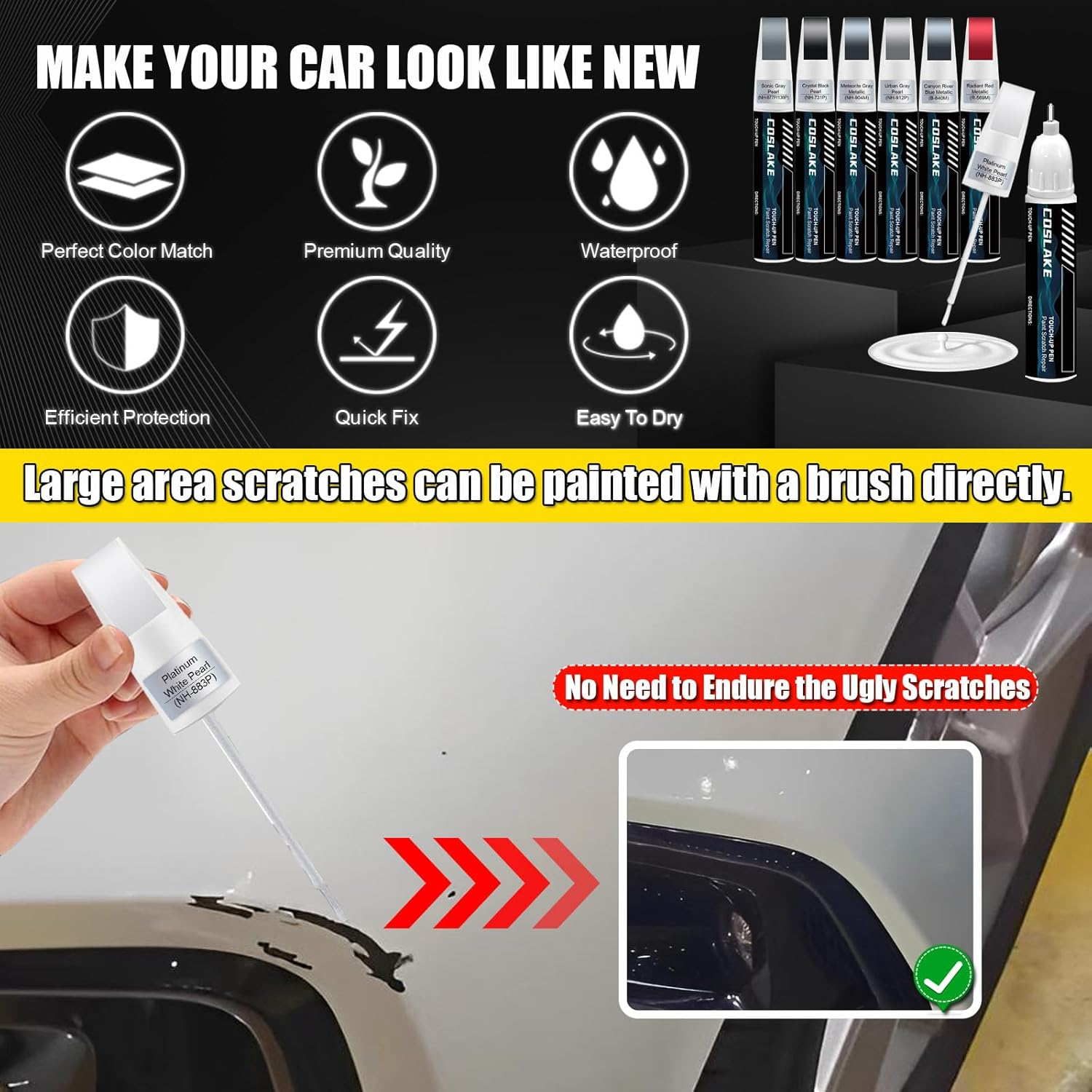 Car Touch up Paint(Canyon River Blue Metallic(B-640M)) for Honda, Car Paint Scratch Repair Kit, Quick & Easy Solution to Repair, 2 in 1 Scratch Remover Pen with Color-Matched image number 1