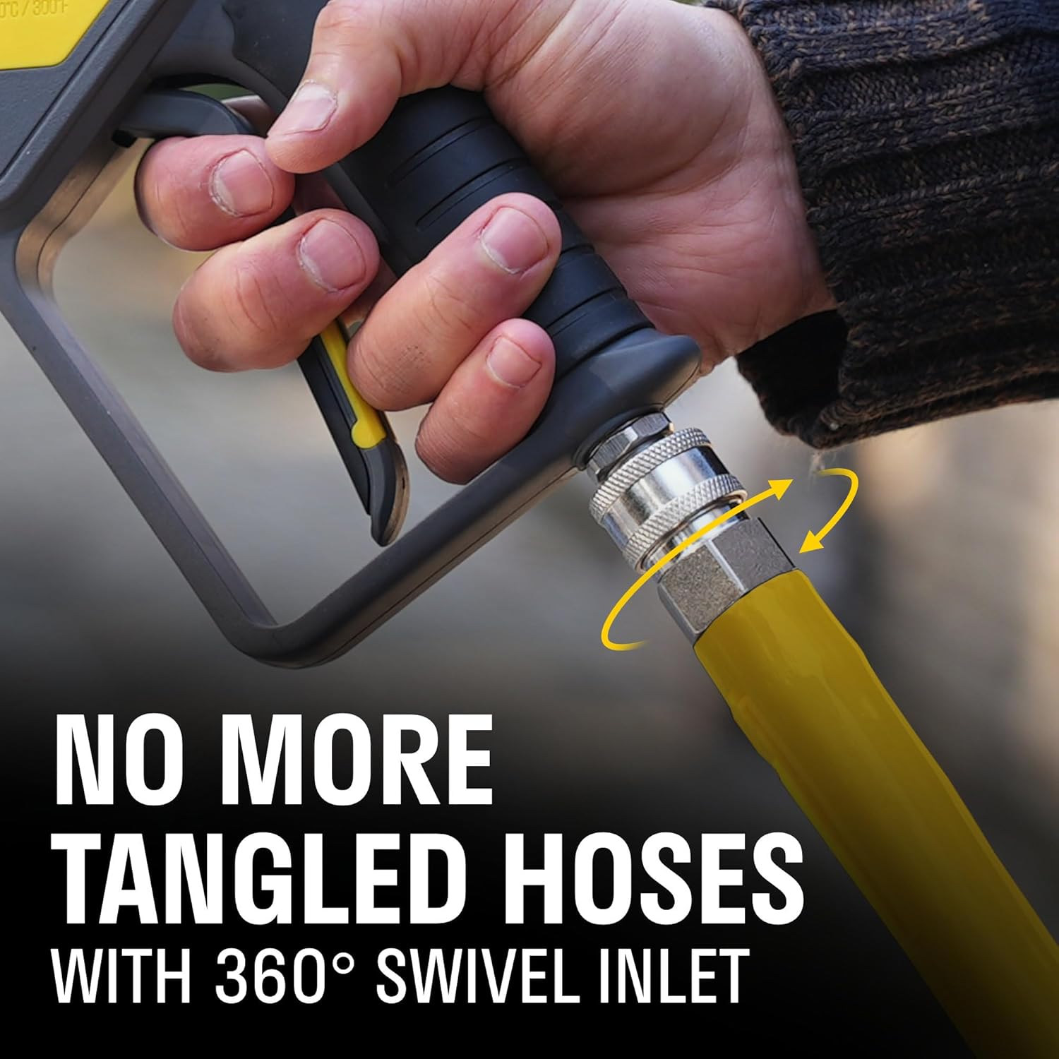 Active Premium Short Pressure Washer Gun with Swivel - Integrated 304 Stainless and 3/8/'' Inlet 1/4/'' Outlet Quick Connects Ideal for Washer Car Wash Foam Cannon Applications, Gray (JH50SS) image number 4