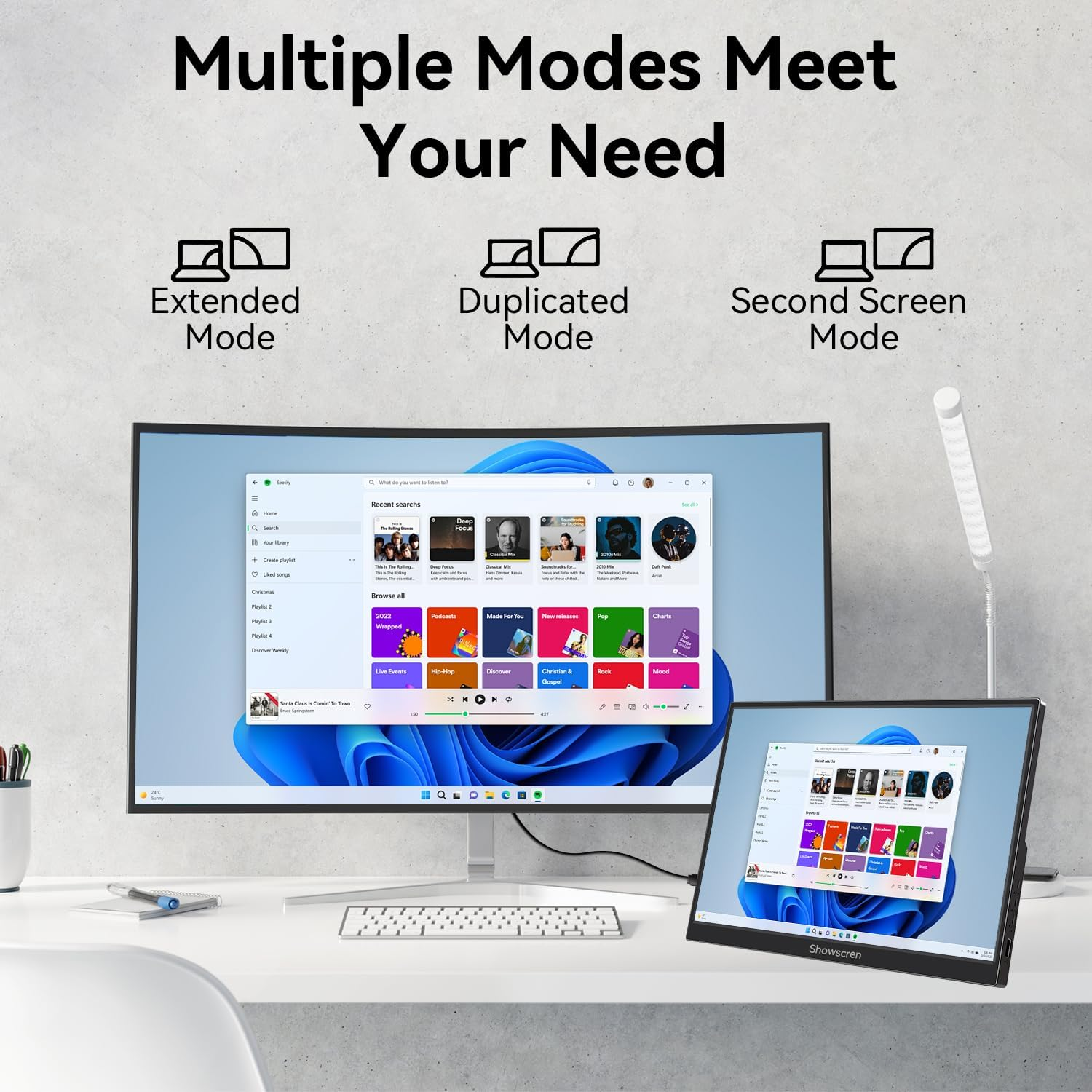 Showscren Portable Monitor Touchscreen Monitor 14 Inch HDR 1920X1200 400Cd/M&sup2; USB C/HDMI IPS Touch Monitor with Dual Speakers, External Monitor for Laptop/Pc/Mac/Xbox/Ps4/5 Switch, VESA image number 4