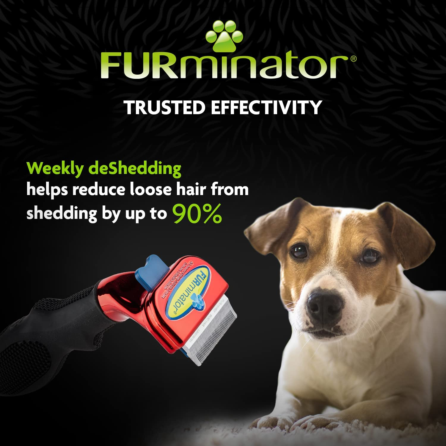 Furminator Deshedding Brush Comb Tool, for Short Hair Small Dogs (Metallic Red), Reduces Loose Hair from Shedding up to 90 Percent, Removes Loose Undercoat, Furejector Hair Removal Button image number 6