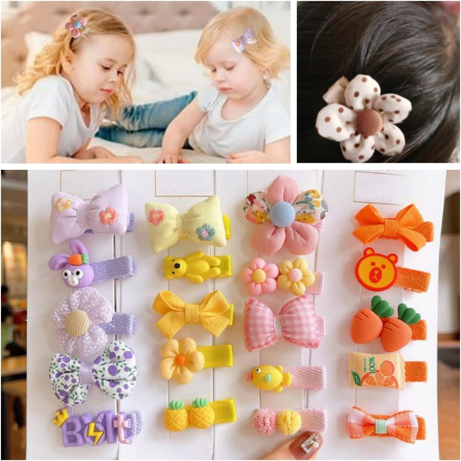 Taicols Baby Girls Hair Clips, 20 Pcs Toddler Hair Barretes, Baby Hair Clips for Girls, Adorable Fun Hair Accessories Flower Pattern Hairpin Snap Bow Girls Baby Pin Hair Baby Toddler Hair Clips (1) - 2 image number 5